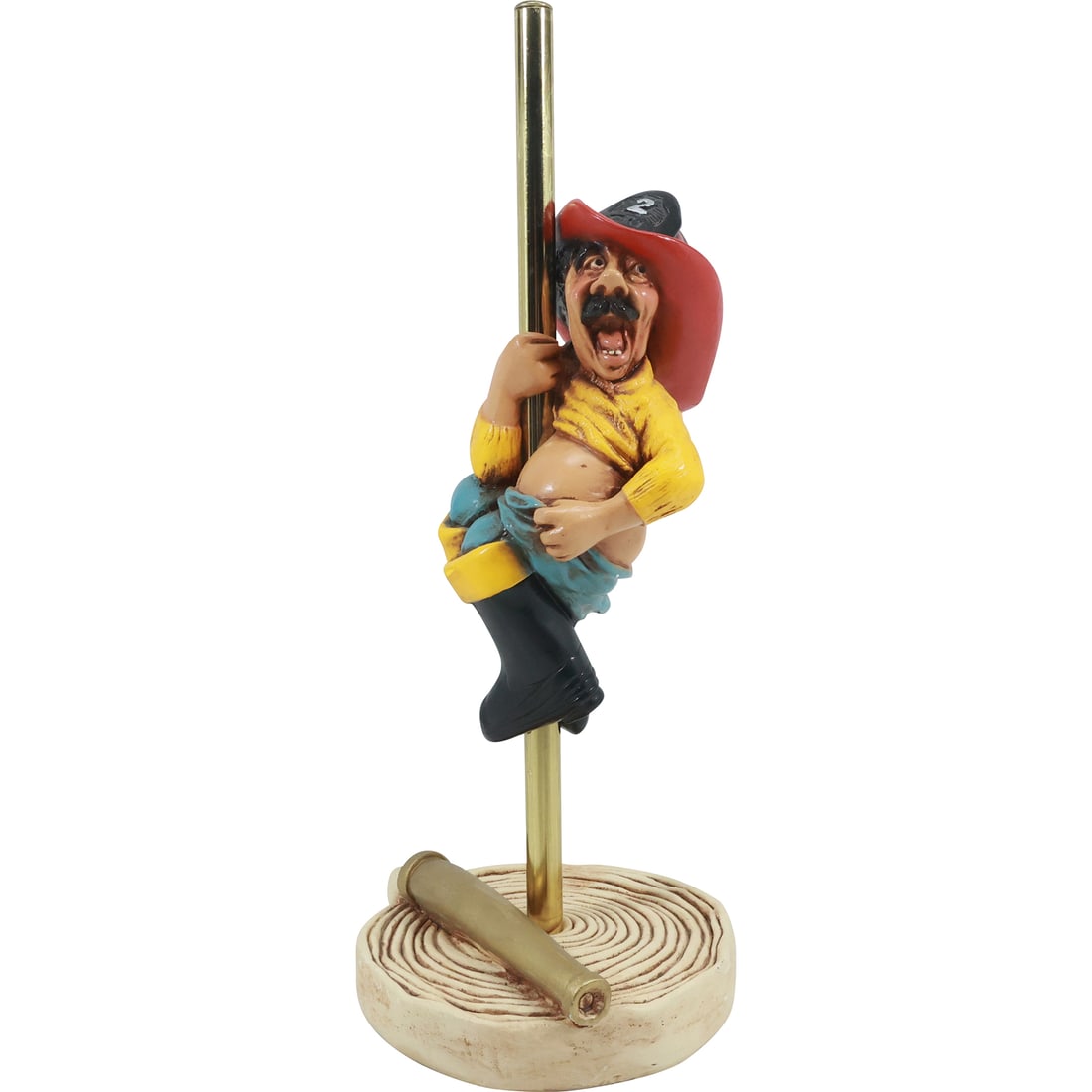 Novelty 1983 Universal Statuary Fireman Coming Down Pole Loosing His Pants 17 in. height (1 of 17)