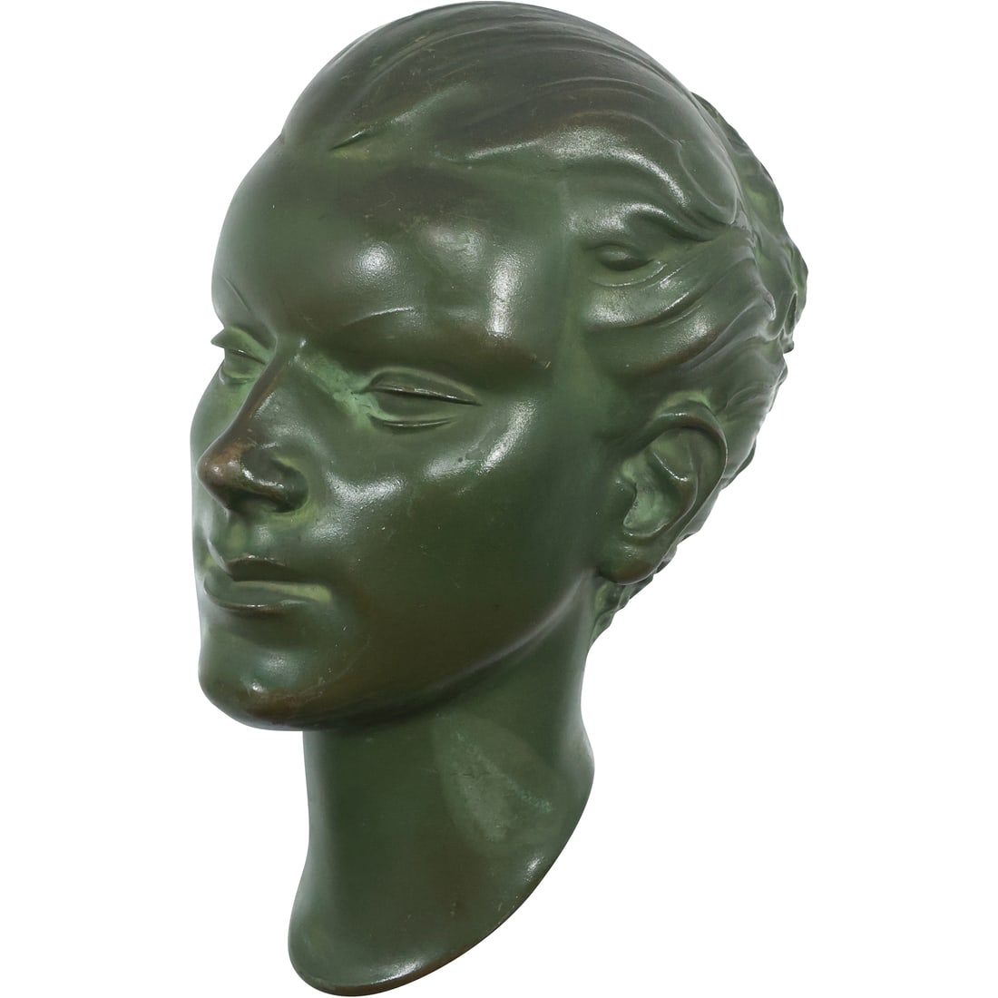 Signed Frankart Inc Vintage 1920s Cast Metal Woman's Head Wall Hanging in Original Patina (1 of 19)