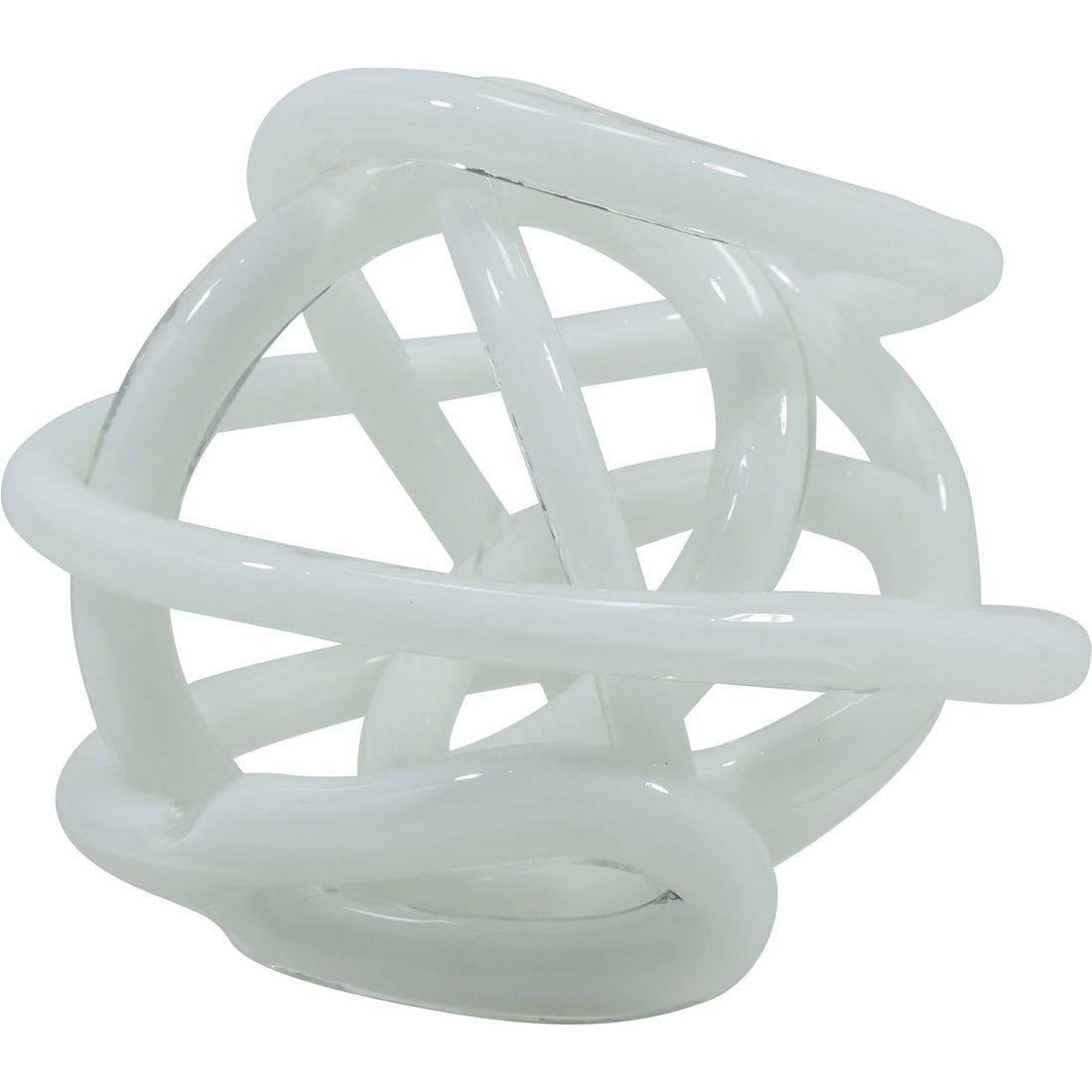 White Art Glass "Knot" Sculpture 5.75 in. diameter: White Art Glass "Knot" Sculpture 5.75 in. diameter. size: 5.25x5.75
