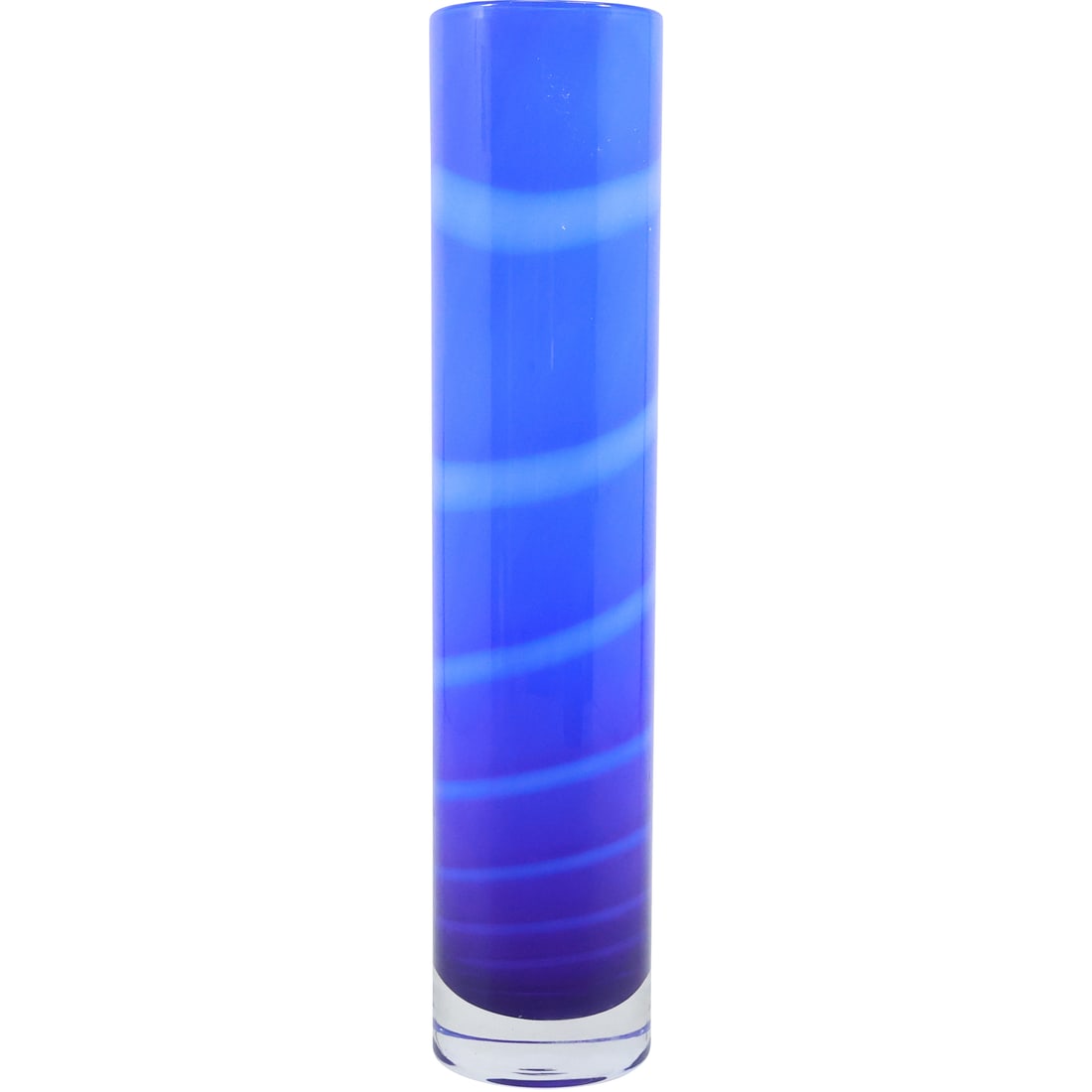 KOSTA BODA Artist Signed ANNA EHRNER Cobalt Blue Swirl Cylindrical Vase 13.5 in. height: KOSTA BODA Artist Signed ANNA EHRNER Cobalt Blue Swirl Cylindrical Vase 13.5 in. height. size: 13.5 in. x 3 in.