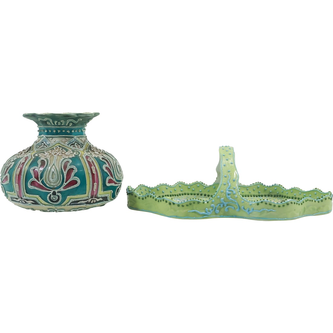 2 Vintage MORIAGE Porcelain Vase and Tray with Handle (1 of 20)