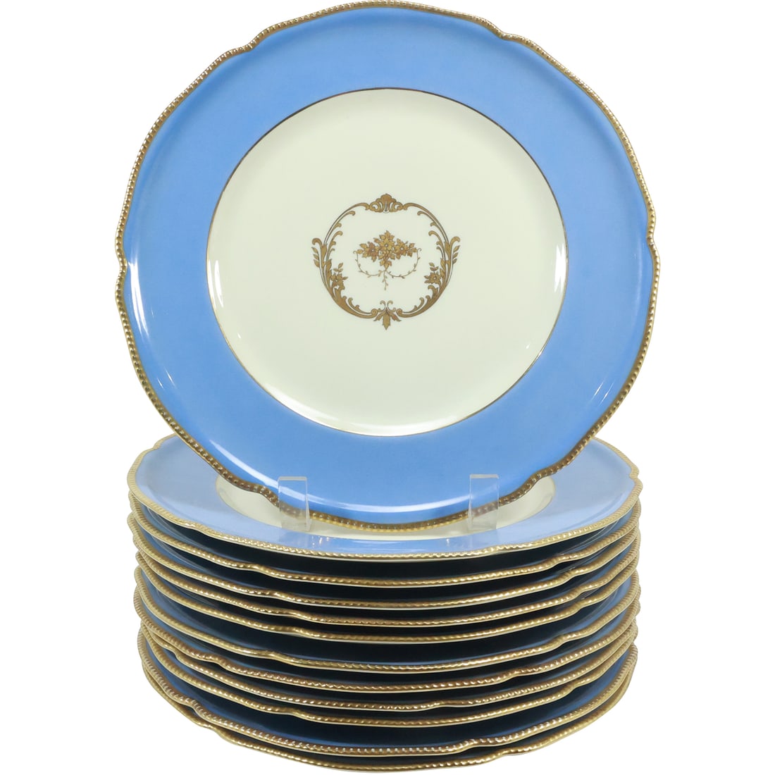 Set 12 ROSENTHAL "King Edward" Fine Porcelain Dinner Plates Blue Border 10.75 in. diameter (1 of 18)