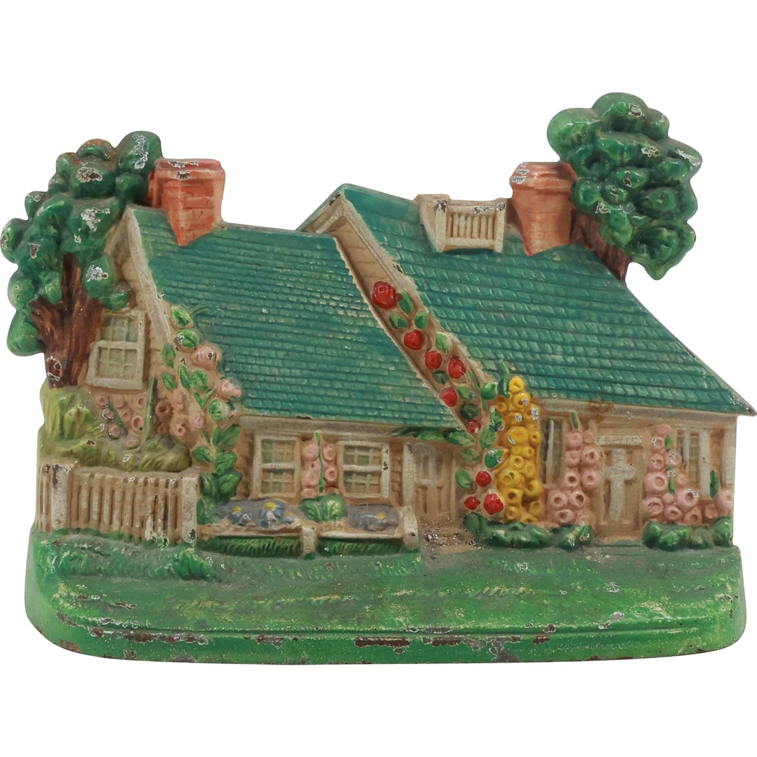 Novelty Cast Iron Country Homestead Doorstop in Original Paint Finish: Novelty Cast Iron Country Homestead Doorstop in Original Paint Finish. size: 5.5 in. x 7.75 in.