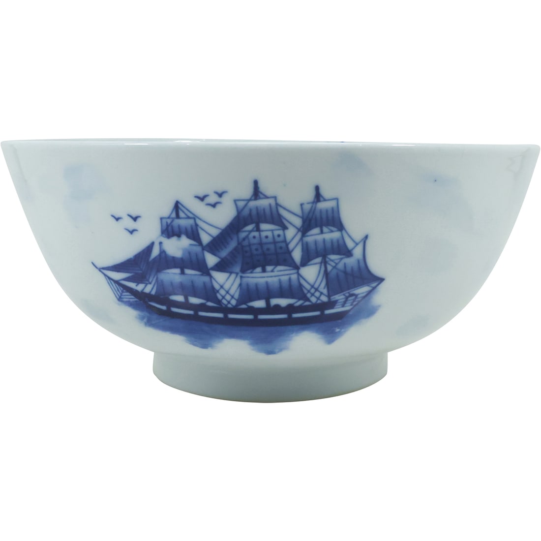Large Chinese Porcelain Center Bowl Blue and White Full Sail Clipper Ships 12 in. diameter: Large Chinese Porcelain Center Bowl Blue and White Full Sail Clipper Ships 12 in. diameter. size: 5.5 in. x 12 in.