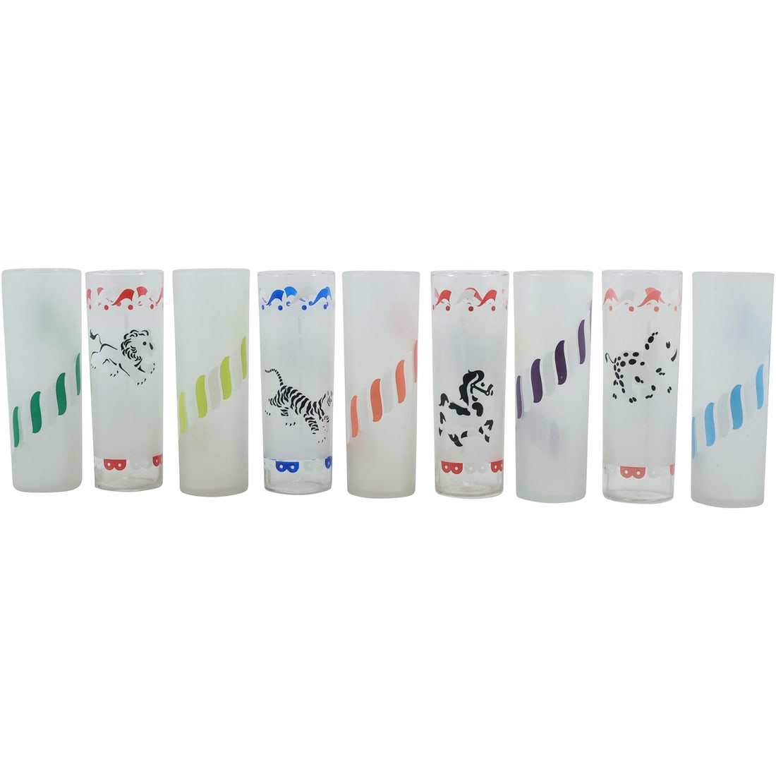 [9] Libbey Frosted Carousel Circus Animals Glasses for Ice Tea or Tom Collins Barware (1 of 18)