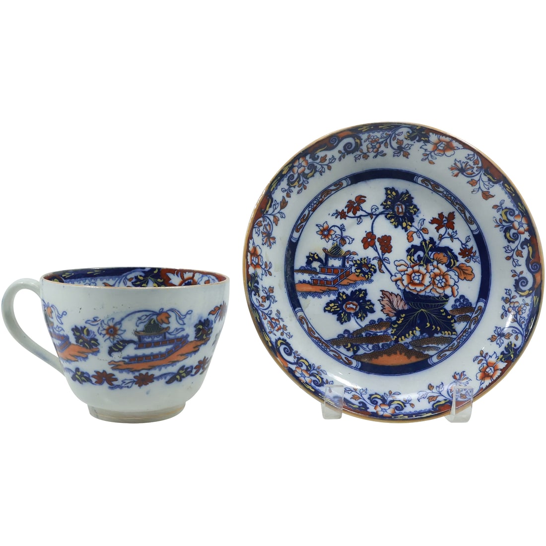 2 Piece Mintons Flow Blue Amherst Japan Handled Large Cup and Bowl (1 of 20)