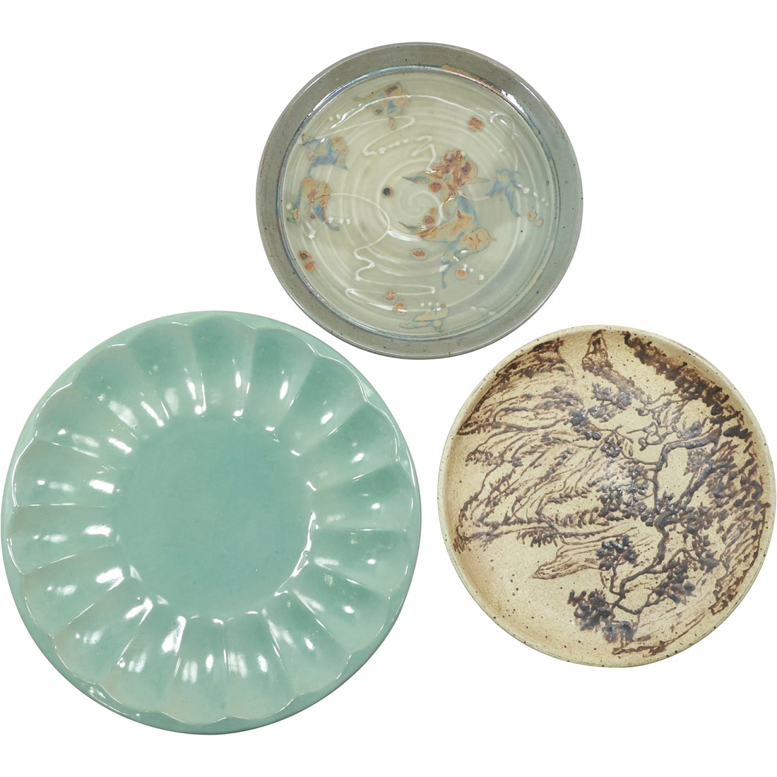 3 Assorted Studio Art Pottery Round Serving Plates including signed Koslow (1 of 18)