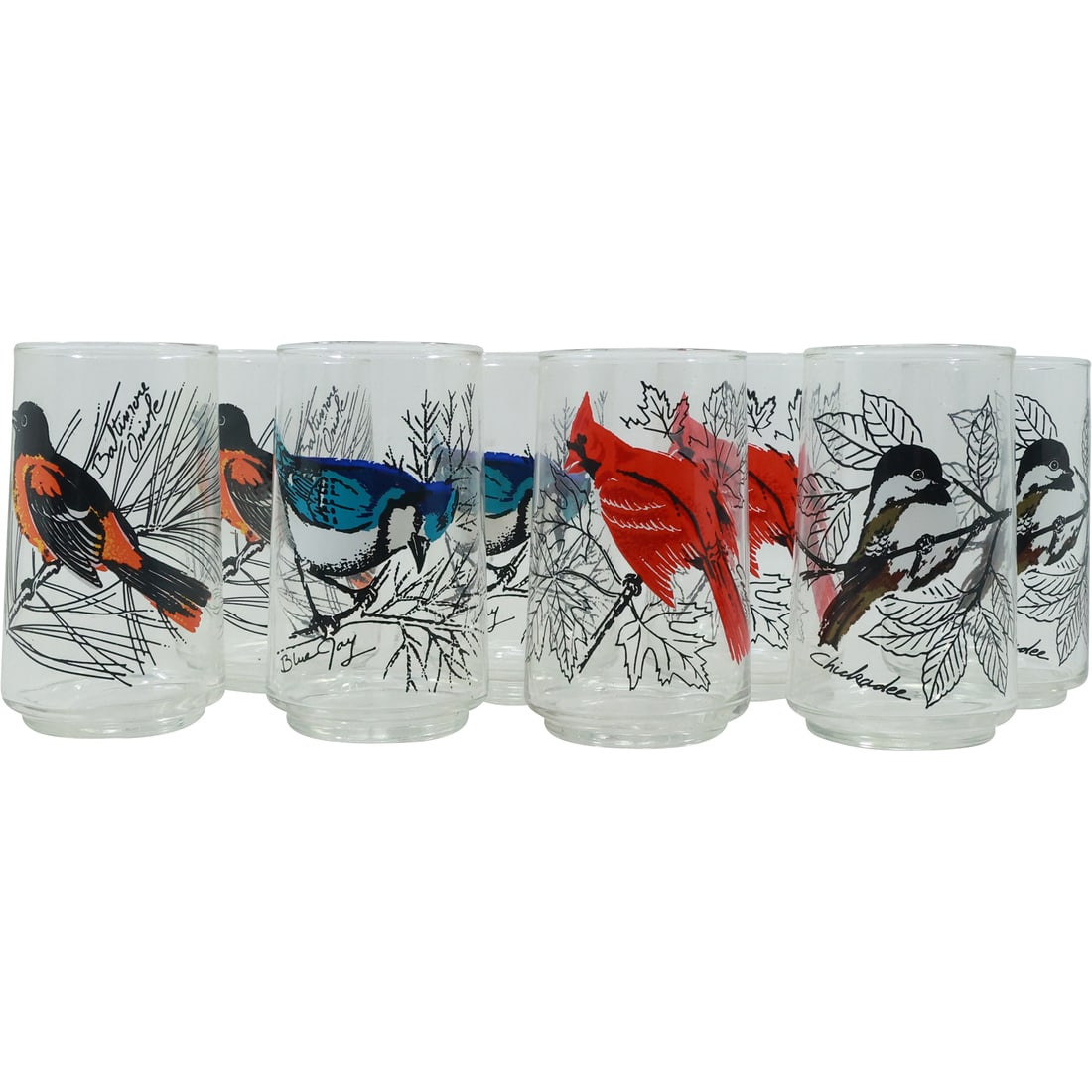 Set 8 Anchor Hocking Assorted BIRDS Tumblers Drinking Glasses Barware in Box (1 of 20)