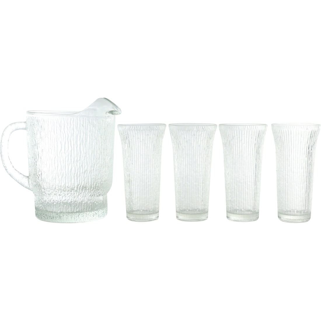 Vintage Tapio Wirkkala Ice Glass Pitcher with 4 Matching Tumblers Drinking Glasses Barware (1 of 20)
