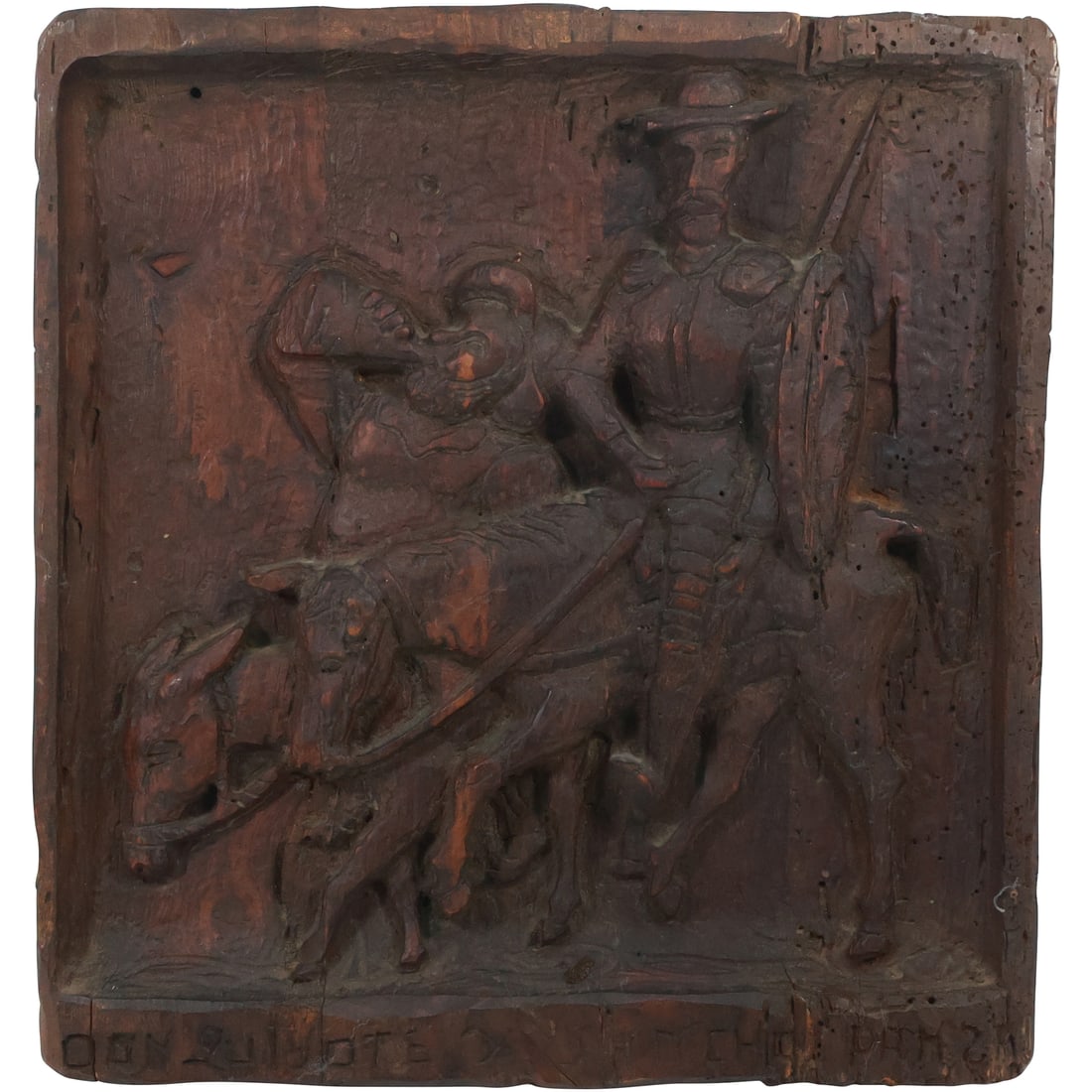 Vintage Wood Carving Relief Plaque DON QUIOXTE 15.5 in. x 14.5 in. (1 of 19)