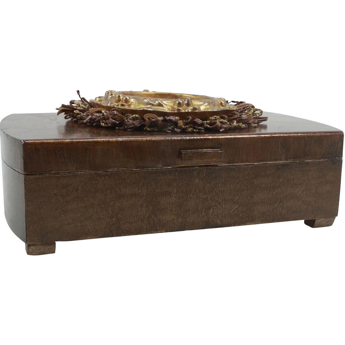 Vintage Wooden Dresser Box with Petti Point Embroidery DOG PORTRAIT on Top Cover (1 of 17)