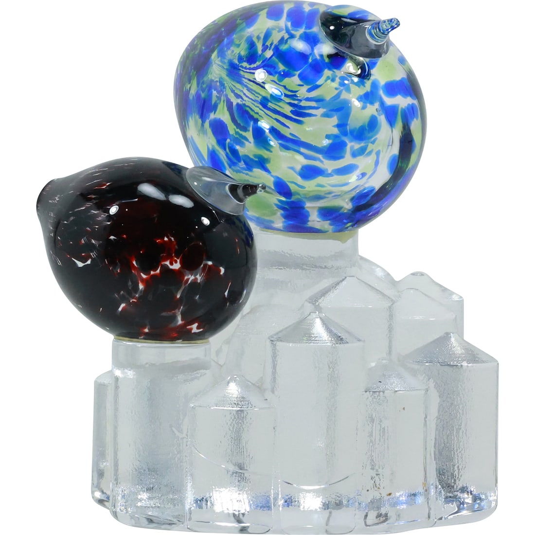 Signed Bengt Edenfalk Art Glass Birds Sculpture for Skruf Sweden 5.25 in. h. x 4.75 in. w.: Signed Bengt Edenfalk Art Glass Birds Sculpture for Skruf Sweden 5.25 in. h. x 4.75 in. w. size: 5.25x4.75