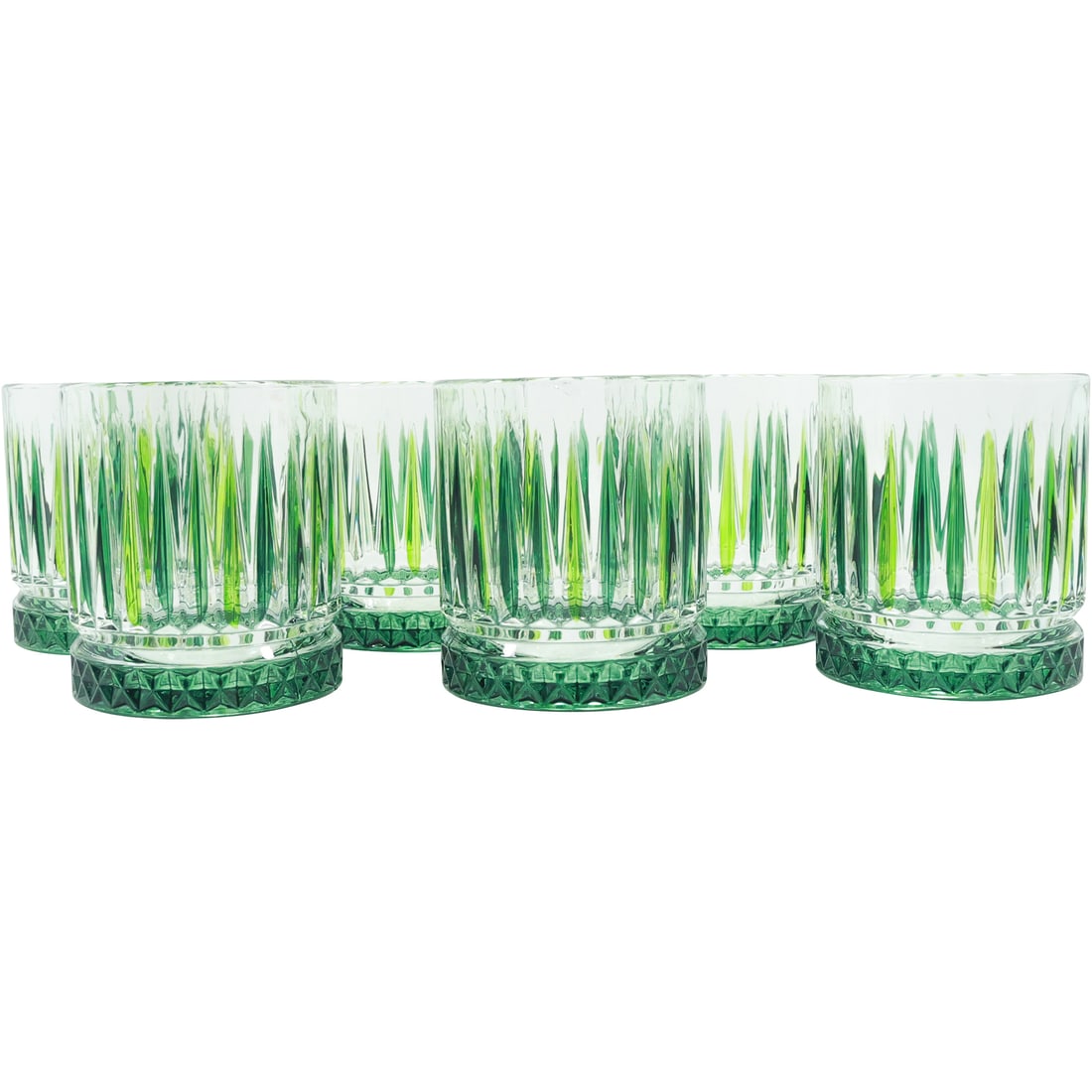 Set of 6 Green Colored Patterned Cocktail Glasses Barware (1 of 14)