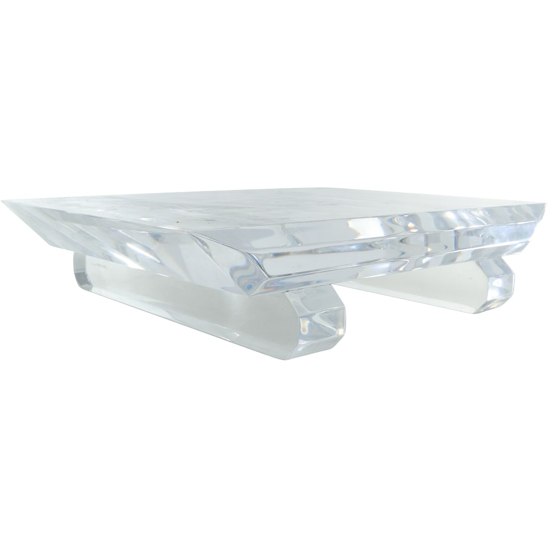 Mid-Century Modern Clear Thick Lucite Footed Stand 14 in. x 12 in., 3.25 in. height (1 of 20)