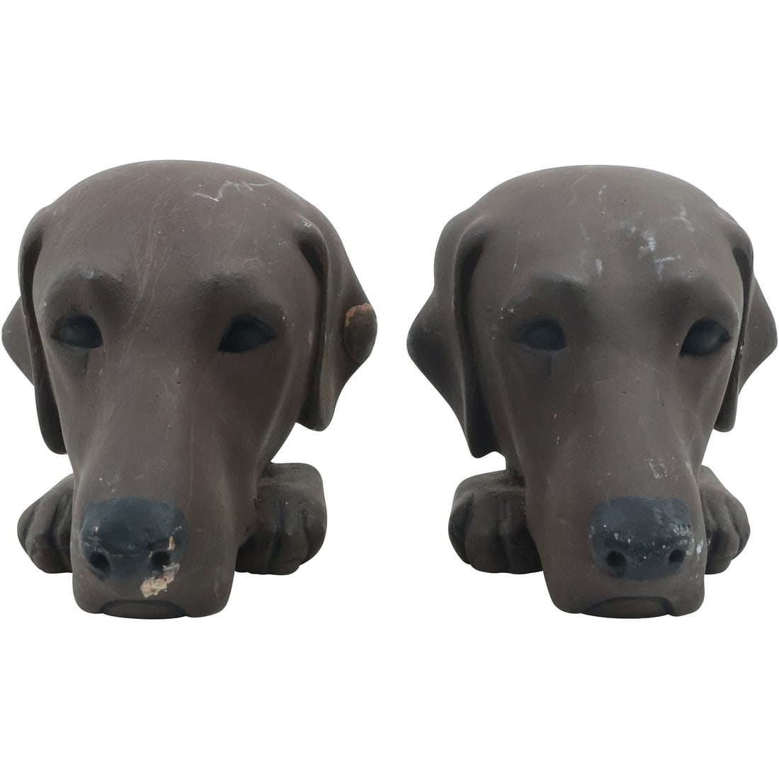 Pair DOG HEAD Bookends in Hard Composition - Original Patina (1 of 18)