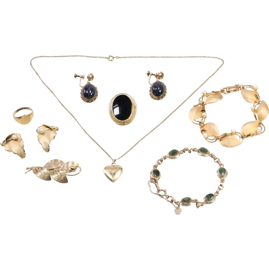 11 Assorted Gold Filled: Richelieu 3-pc set Bracelet, Earrings, 12K GF Winward 4-Leaves Pin, (1 of 20)