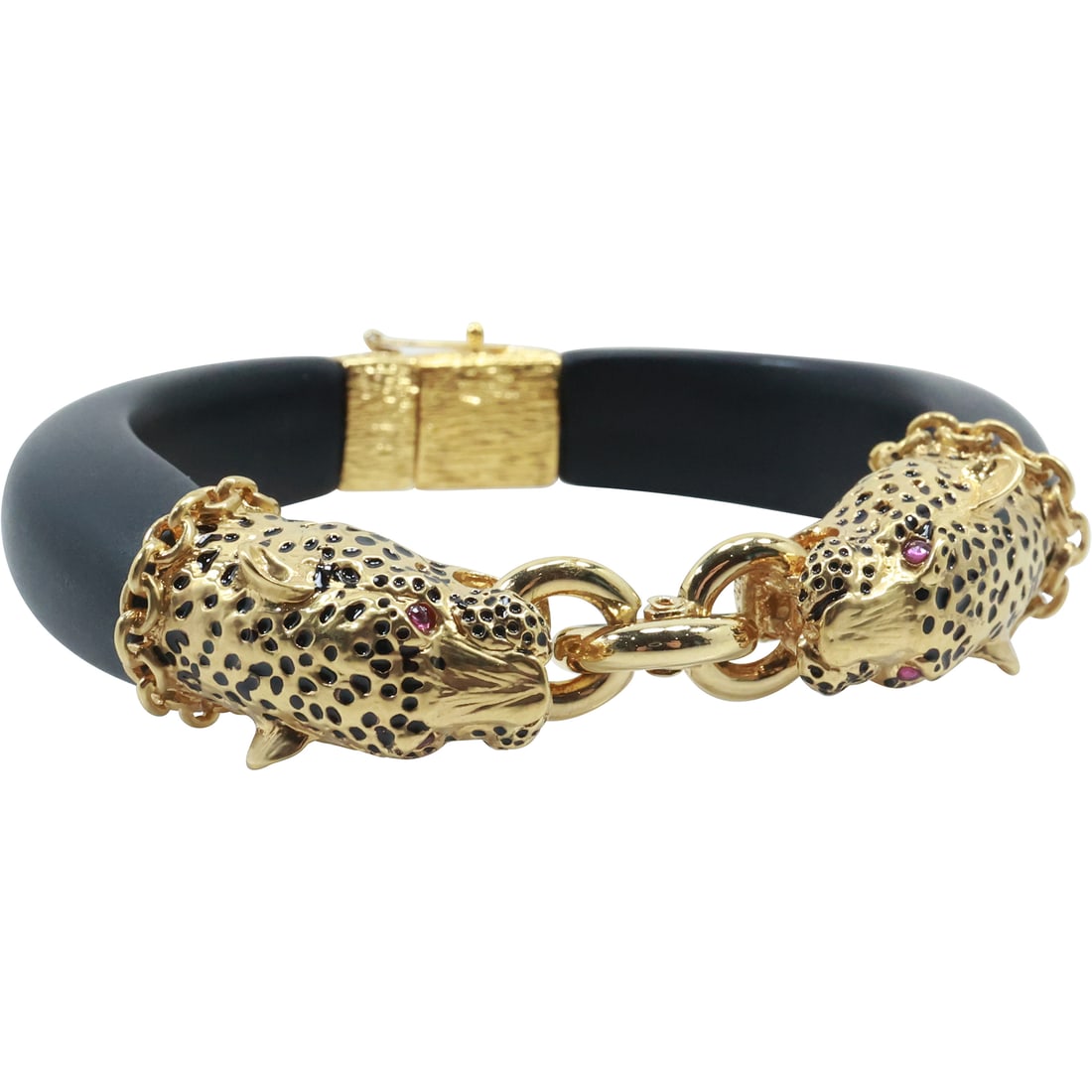 FMST Franklin Mint 22K GP Panther Bracelet "Dutchess of Windsor" Ebony Ruby: FMST Franklin Mint 22K GP Panther Bracelet "Duchess of Windsor" Ebony Ruby. 3 1/4 in. x 3 in. x 3/4 in.