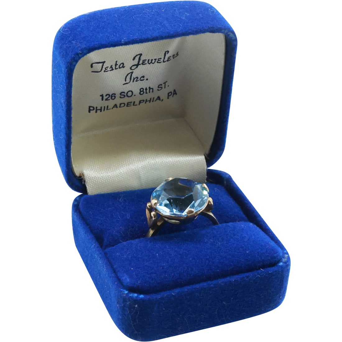 10K GF Large Blue Topaz Heart Cut Outs Victorian Ring Size 8 , 5/8 in. diameter (1 of 20)
