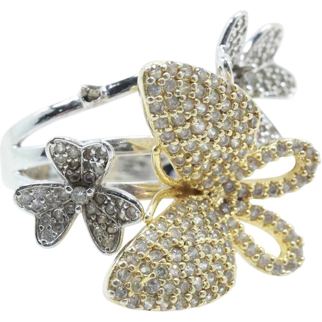 .925 Sterling Silver with CZ Butterfly Ring size 8 , 1 1/4 in. x 1 1/8 in.: .925 Sterling Silver with CZ Butterfly Ring size 8 , 1 1/4 in. x 1 1/8 in.