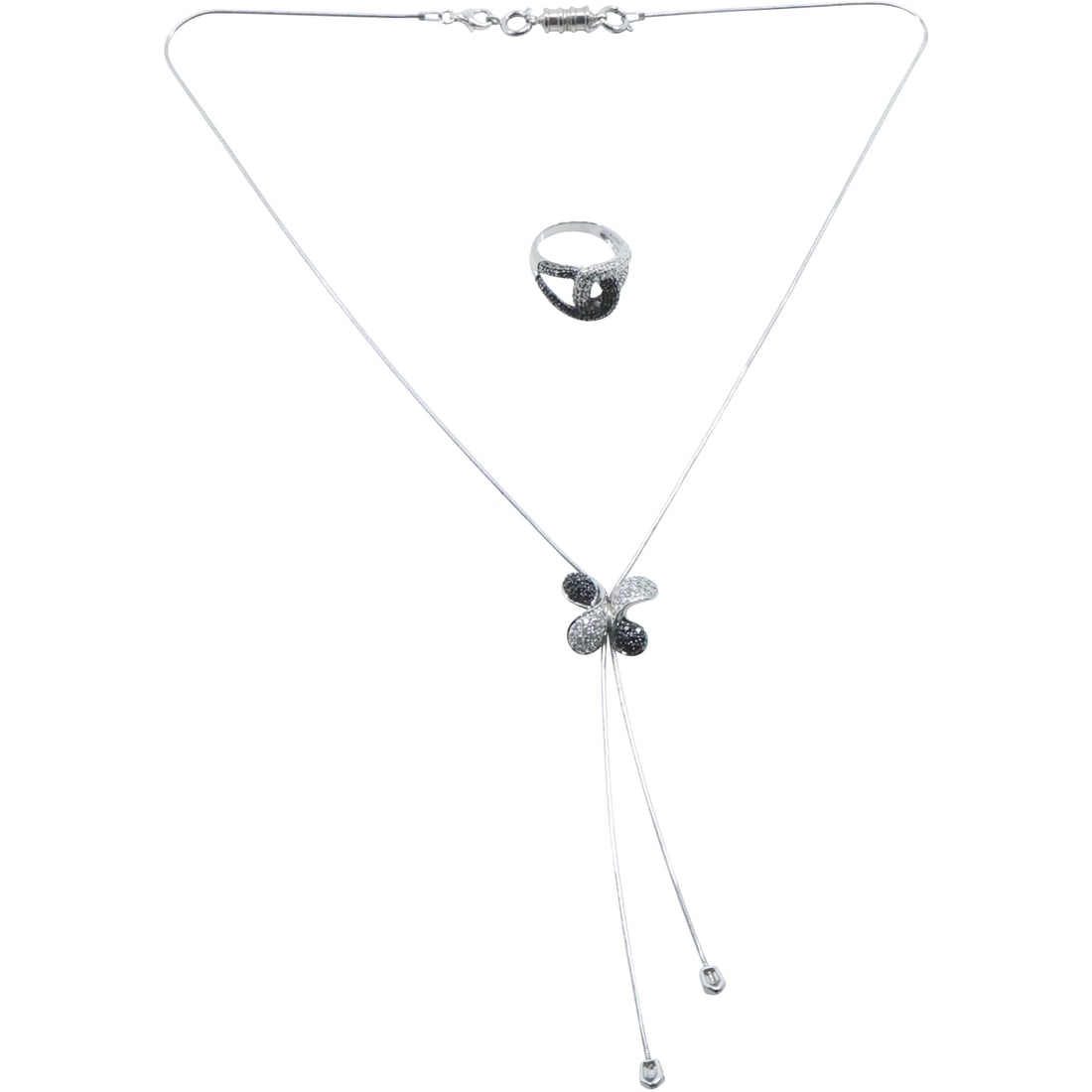 .925 Sterling DL Black / Silver Knot Ring size 6; .925 Sterling Italy Black / Clear CZ Butterfly (1 of 20)