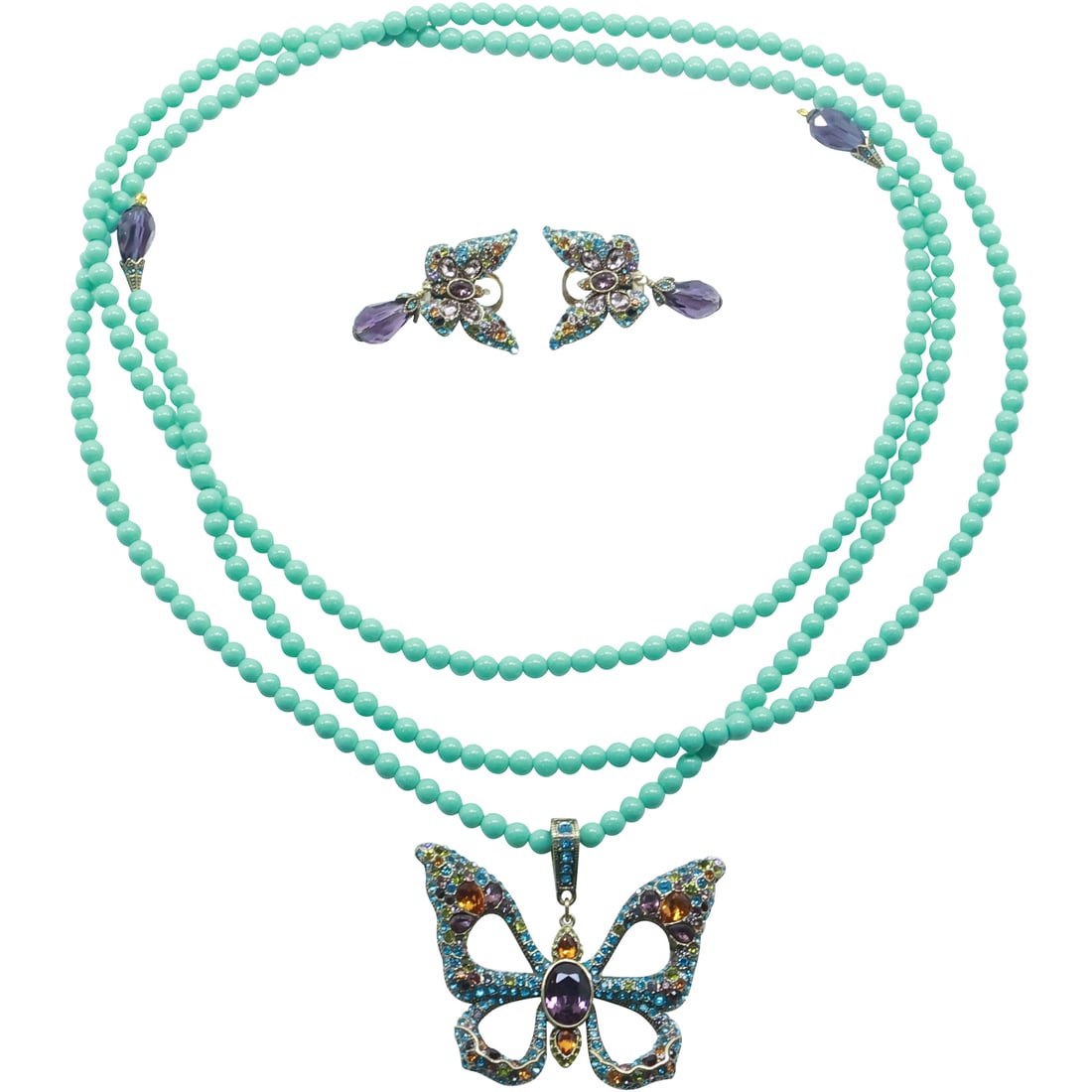 4-Piece Set: Stunning Jeweled Pendant Jewelry Scarf by Heidi Daus [CN] with Matching Earrings (1 of 20)