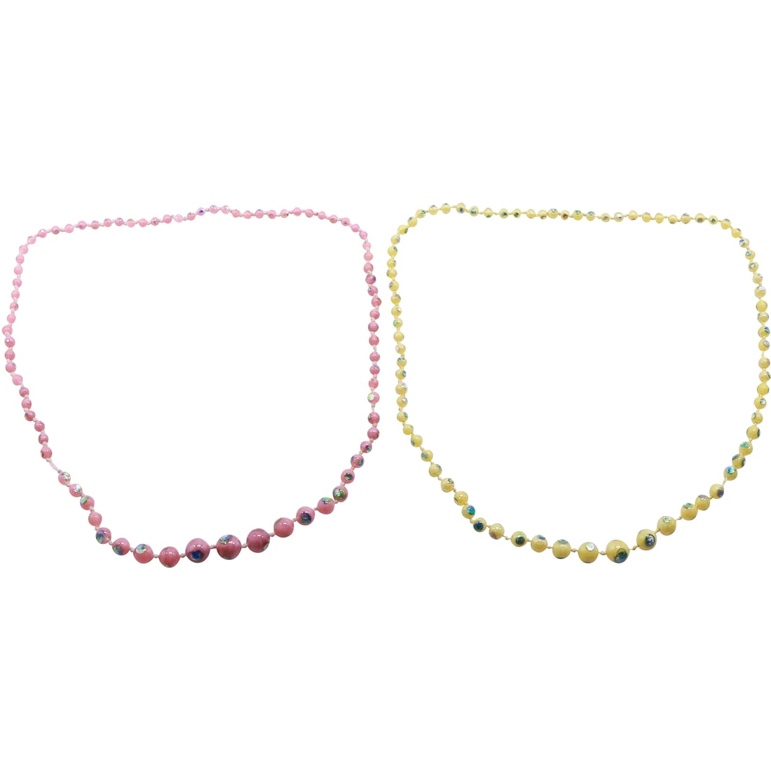 2 Necklaces: Designer Unsigned Italian Murano Art Glass Graduated Beads , Lemon Swirl (1 of 20)