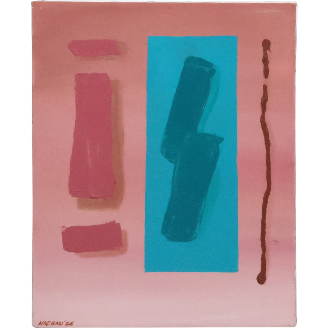 Signed Nadeau 1986, Oil on Canvas Abstract Painting, Signed: Signed Nadeau 1986, Oil on Canvas Abstract Painting, Signed. size: 20 x 16