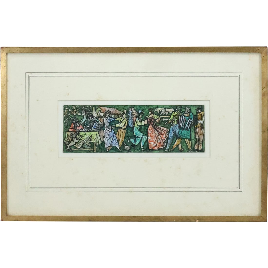 Mixed Media Oil Painting Original Art for the "Evander Tapestry by Ernest Ullman, Framed, Label on V (1 of 20)