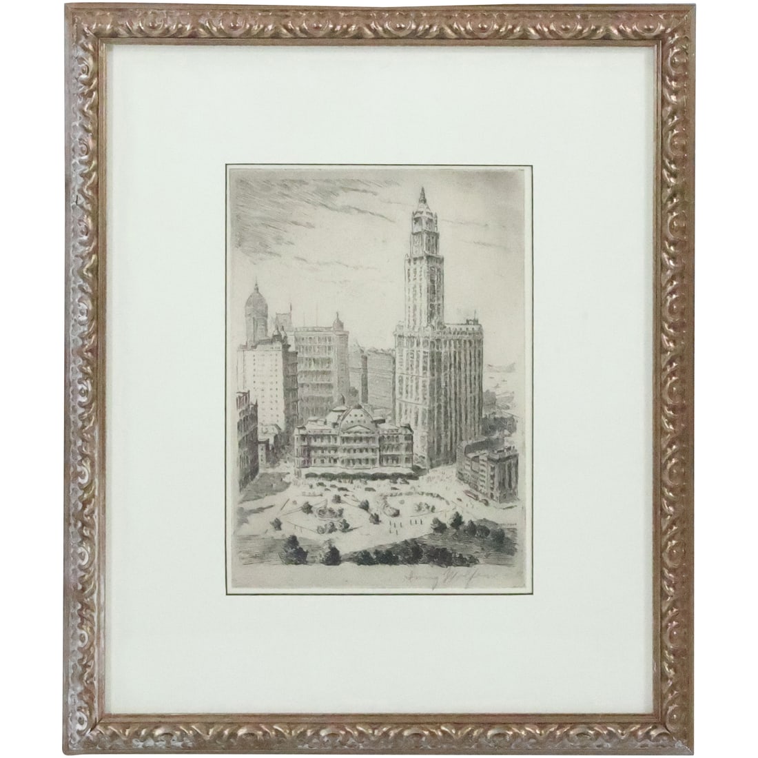 IRVING WOLFSON, American,  Etching Post Office New York City, New York, Pencil Signed (1 of 20)