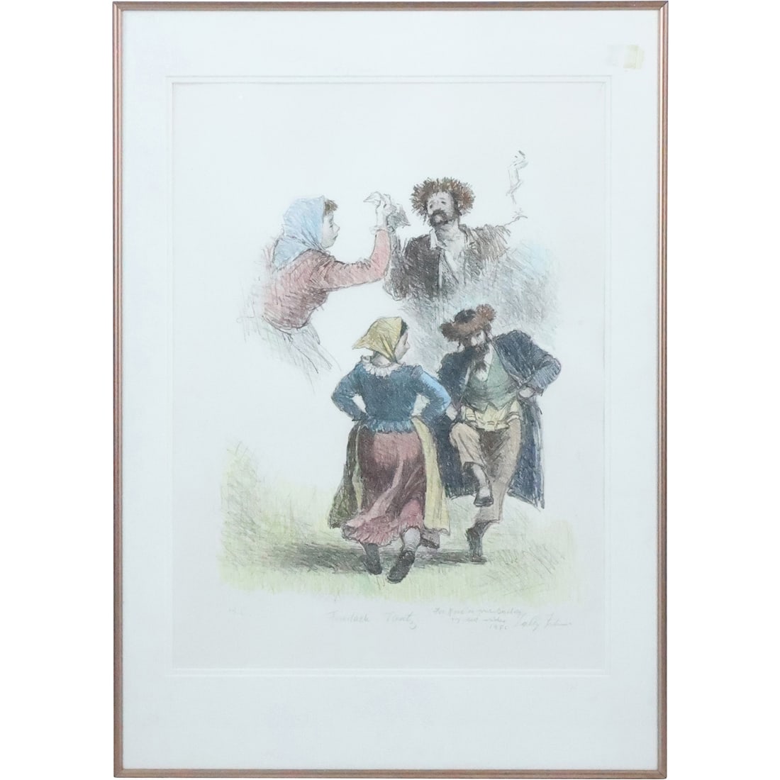 Tully Filmus 1903-1998, American, Hand Colored Lithograph Figures Jewish Dance (1 of 20)
