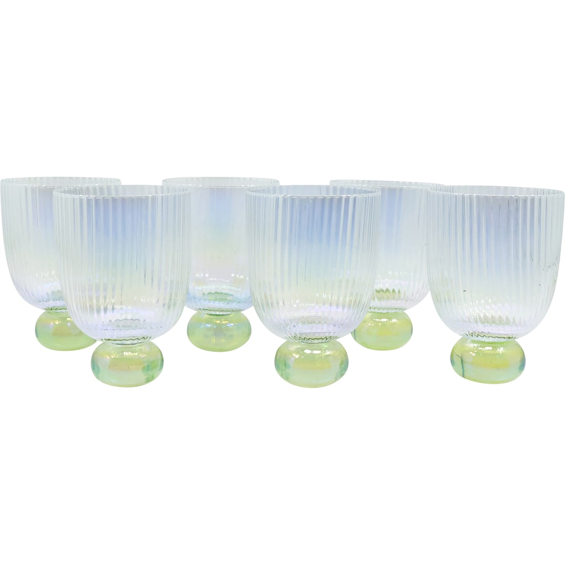 Set of 6 Modern Design Iridescent Glass Cocktail Glasses Pedestal Base Barware: Set of 6 Modern Design Iridescent Glass Cocktail Glasses Pedestal Base Barware. size: 5 in. x 3.5 in.