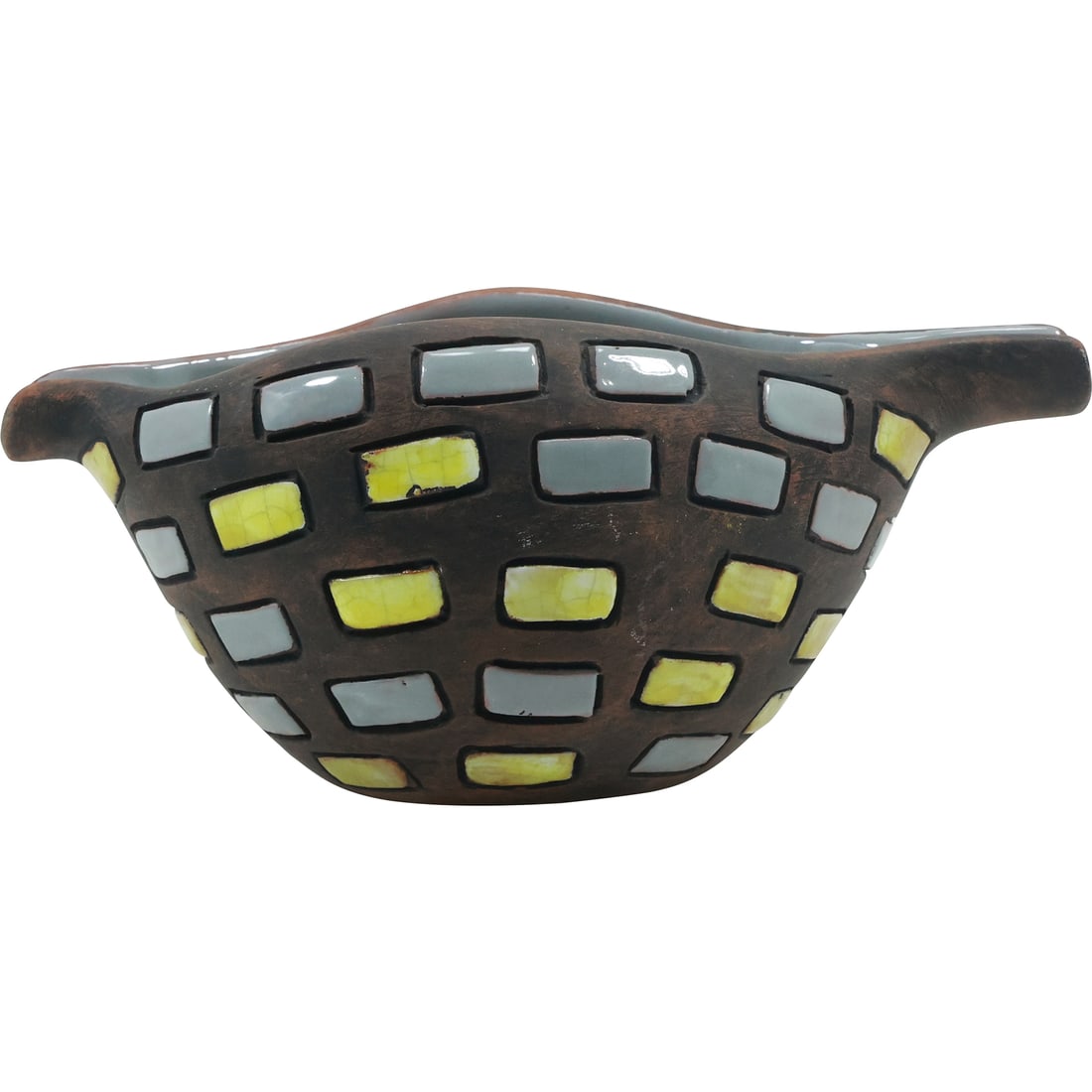 Italy Raymor Mid-Century Modern Mosaic Squares Ceramic Bowl 3.5 in. height x 8.5 in. wide (1 of 18)