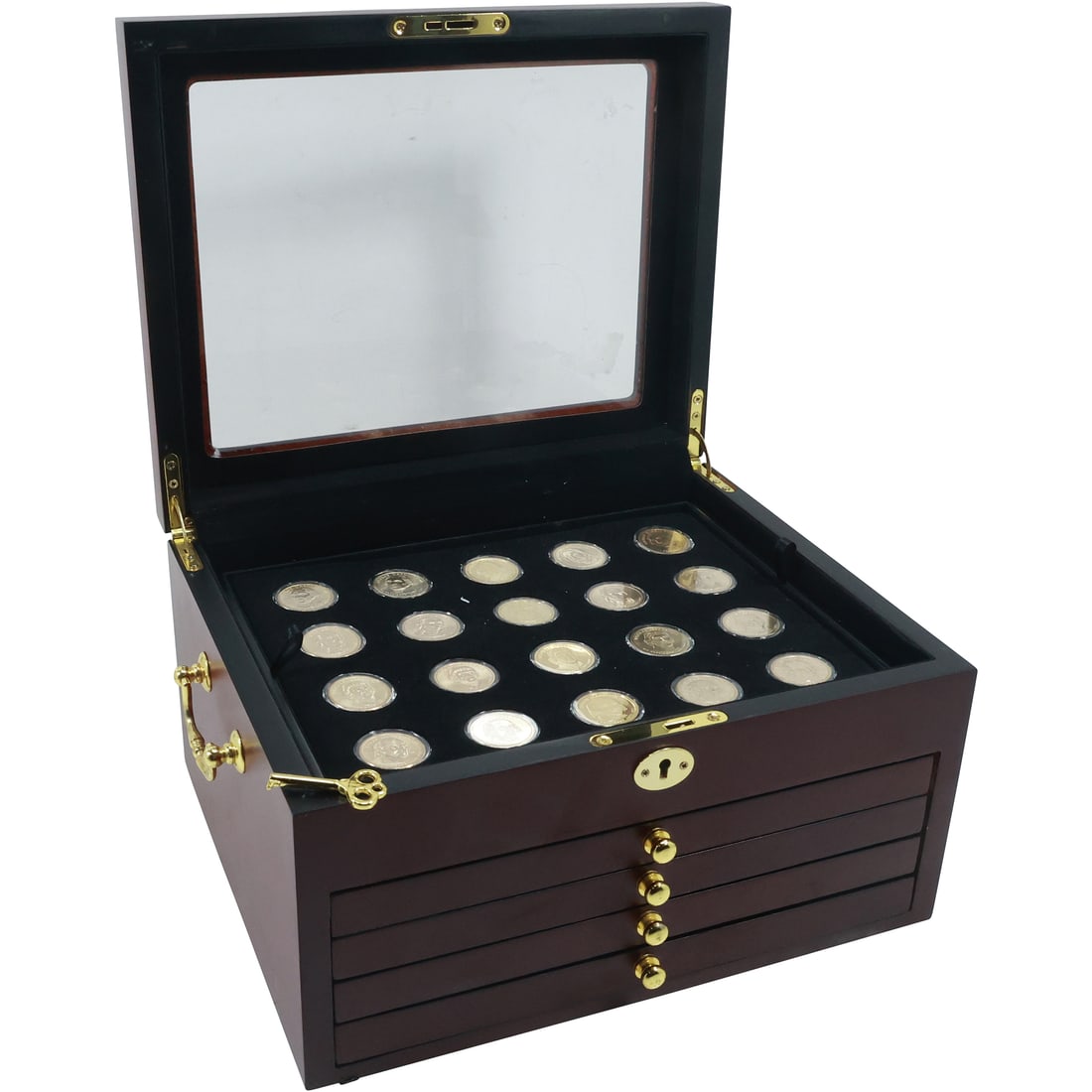 U.S. Presidential Dollar Coin Collection in Fitted Multi Drawer Wooden Box (1 of 20)
