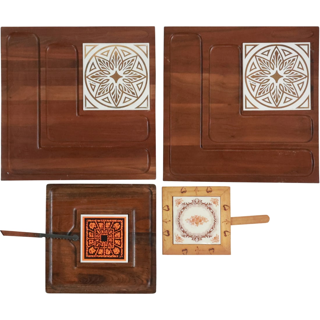 4 Assorted Mid-Century Modern Wood and Tile Cutting Boards / Cheese Boards (1 of 20)