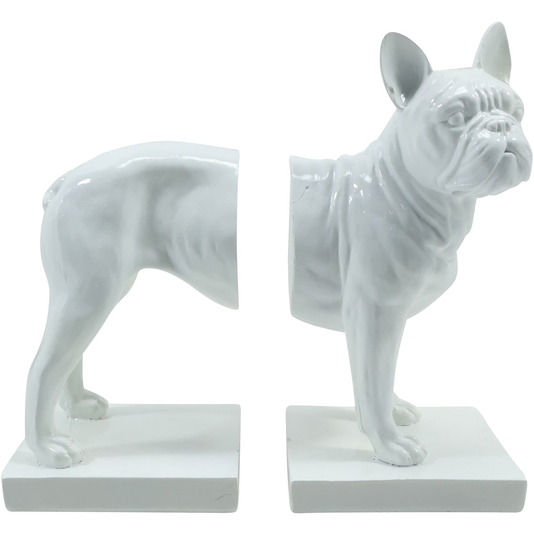 White Ceramic PUG DOG Bookends - Half Body (1 of 20)
