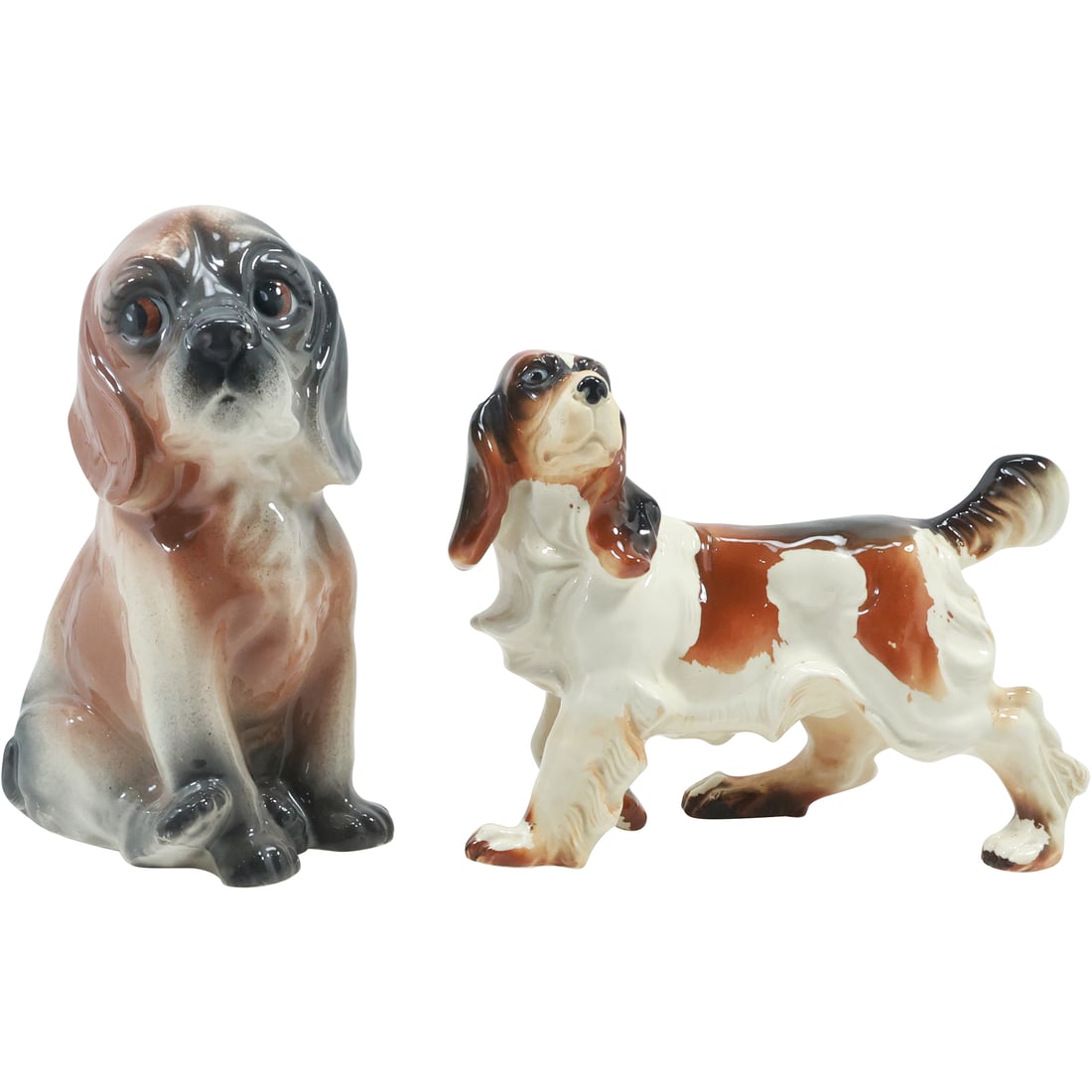 2 Porcelain Dogs Figure Statues 7.5 in. height and 9.5 in. height (1 of 20)