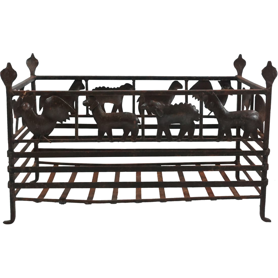 Iron Metal Fireplace Grate with Barnyard Animals 13 in. height x 21 in. length x 12 in. wide (1 of 19)