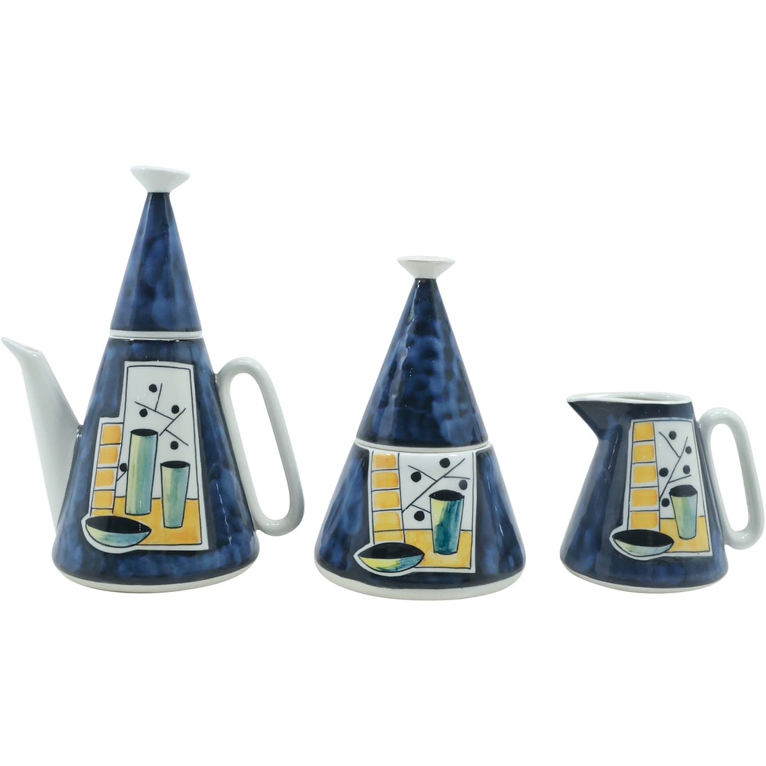 1950s Mid-Century Italian Ceramic Teapot Creamer and Sugar Set by Alfa Ceramiche (1 of 18)