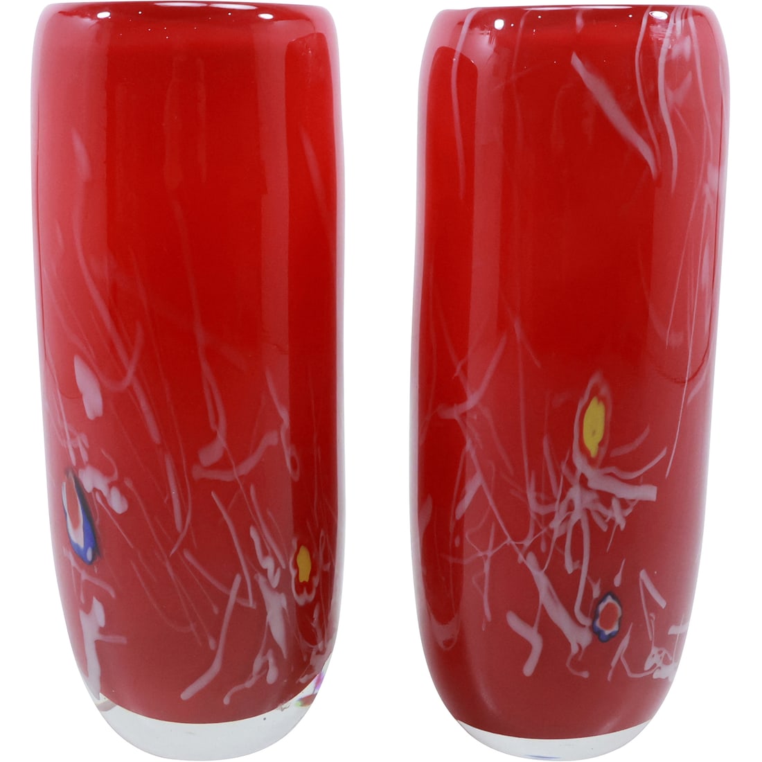 2 Vintage Hand Blown Art Glass Vases by Eastern Red 9.25 inches height (1 of 20)