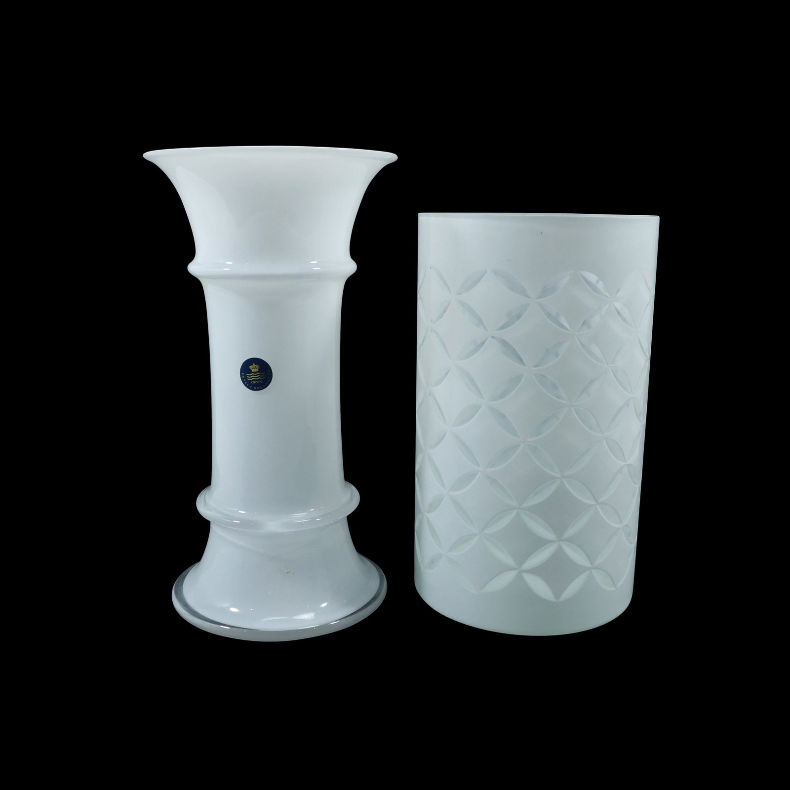 2 Elegant White Glass Vases including Crystal Royal Copenhagen (1 of 20)
