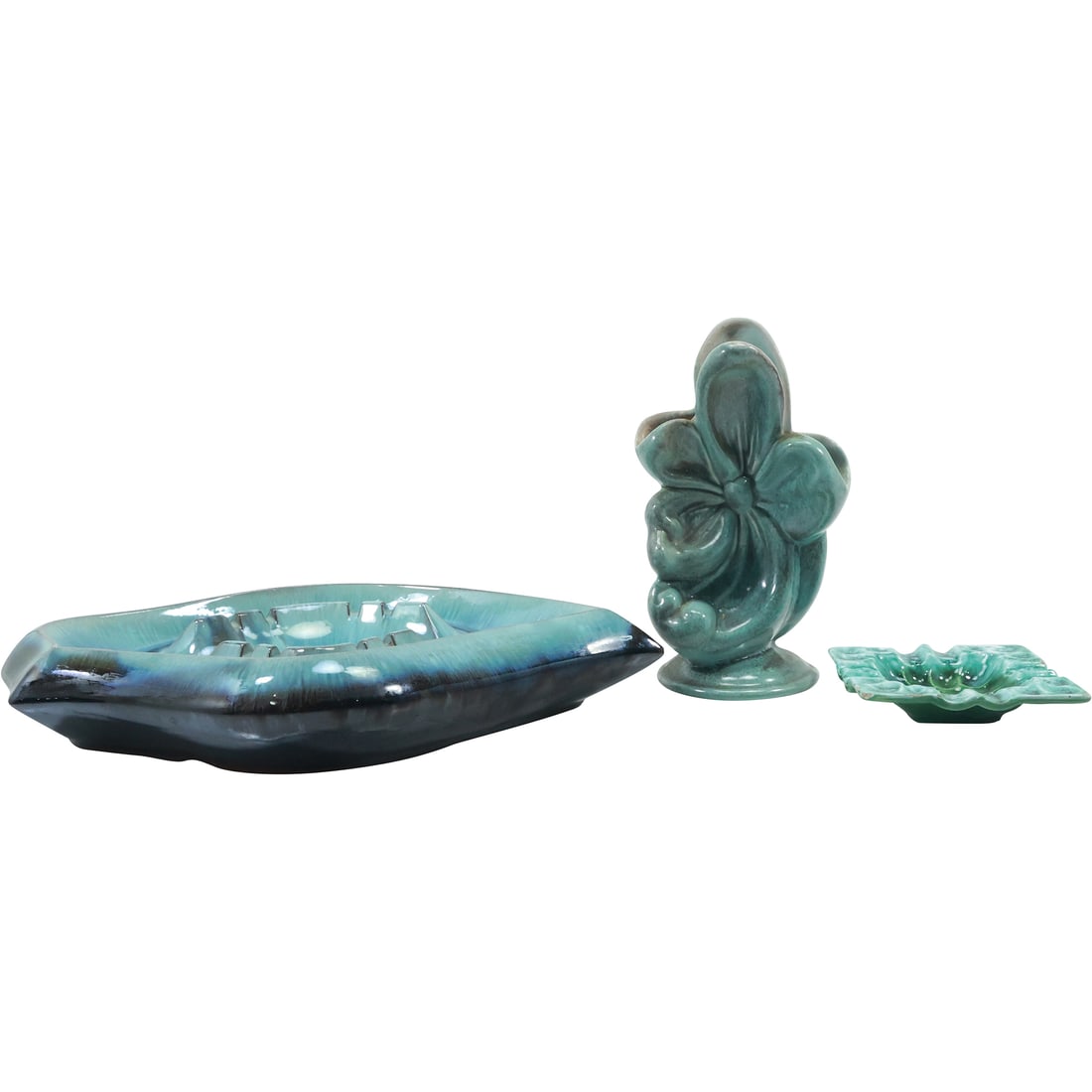 3 Assorted 1950s Mid-Century Modern Ceramic Large Ashtray, Floral Vase, Small Square Ashtray (1 of 20)