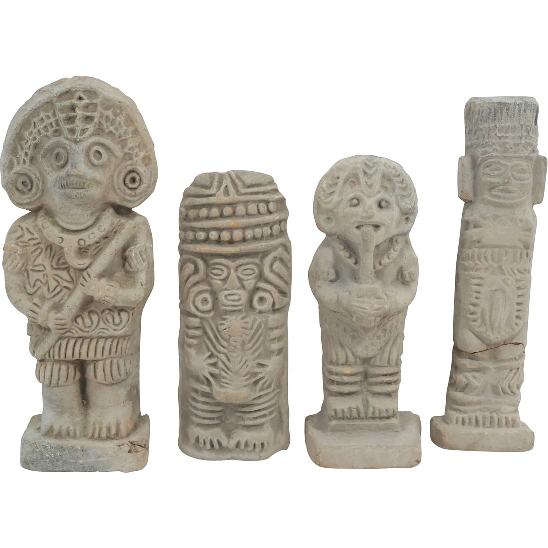 4 Assorted Stoneware Aztec / Mayan Figures 6.75 in. to 7.75 in. heights (1 of 20)