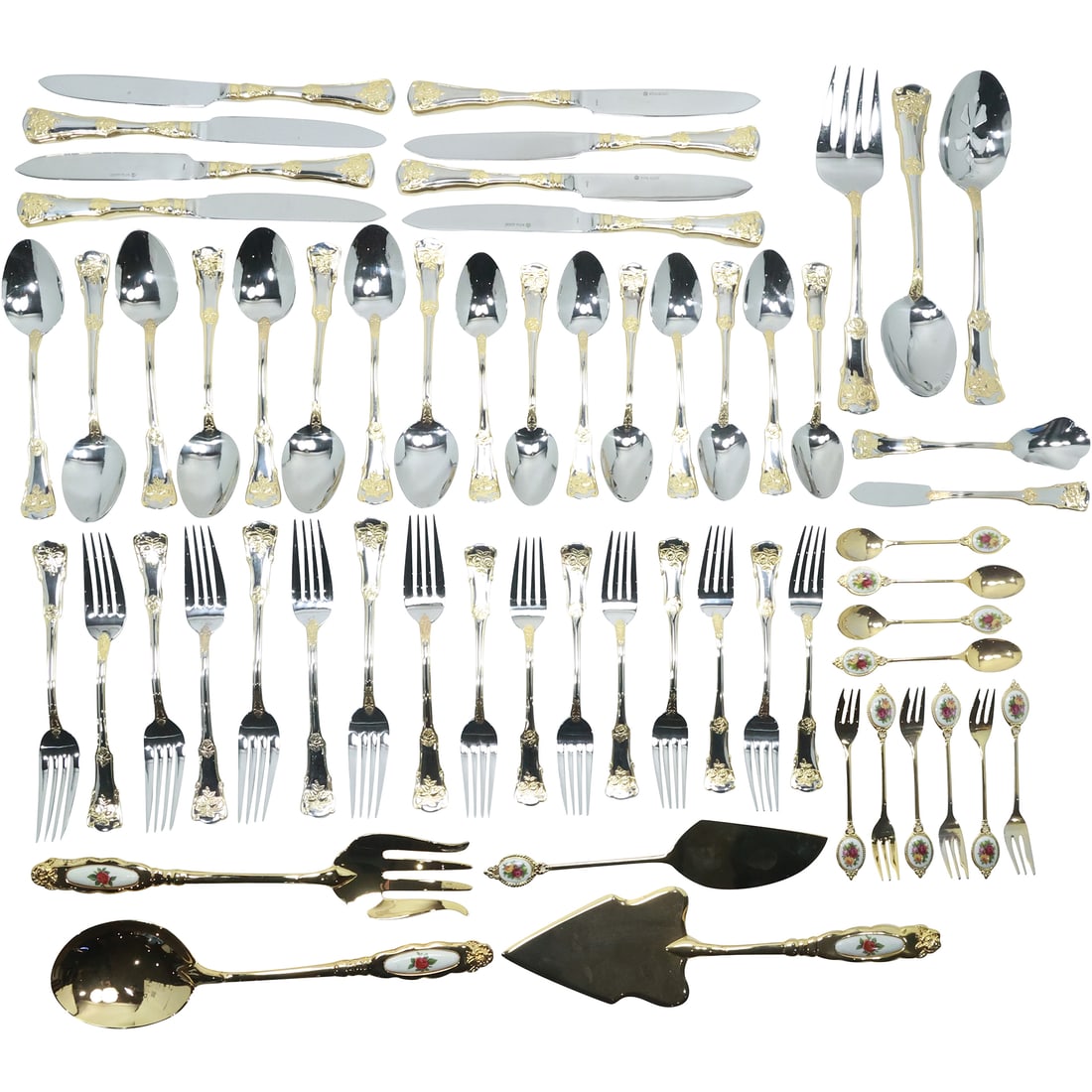 59 Pieces Royal Albert / Royal Doulton Flatware with Gold Finish, See Pictures for Item Count (1 of 20)