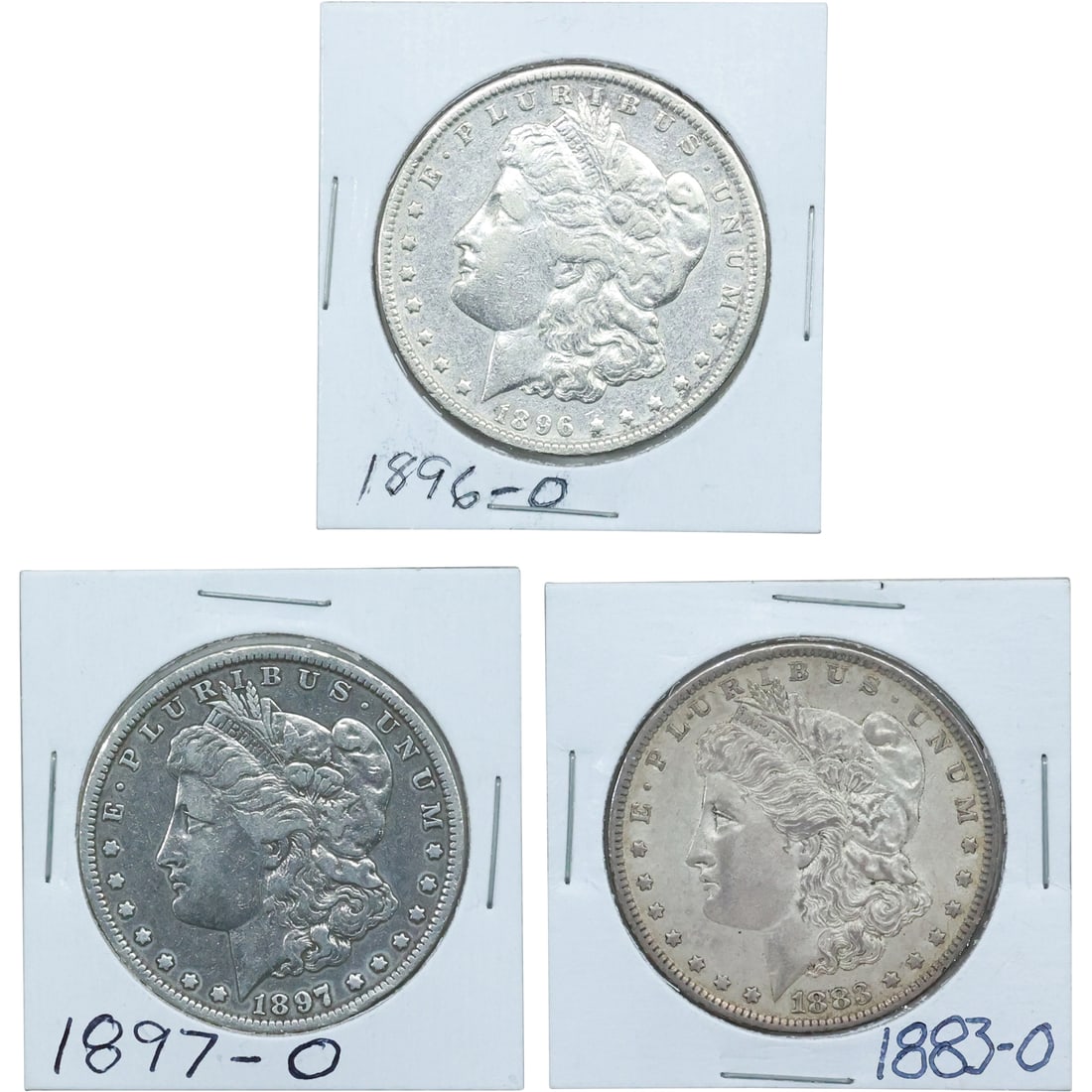 [3] Assorted U.S. MORGAN Silver Dollars 1896-O, 1897-O, 1883-O (1 of 20)