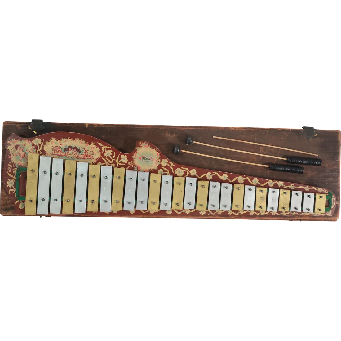 R BUSS Vintage Xylophone with Mallets in Wood Box Case 33 inches length (1 of 20)