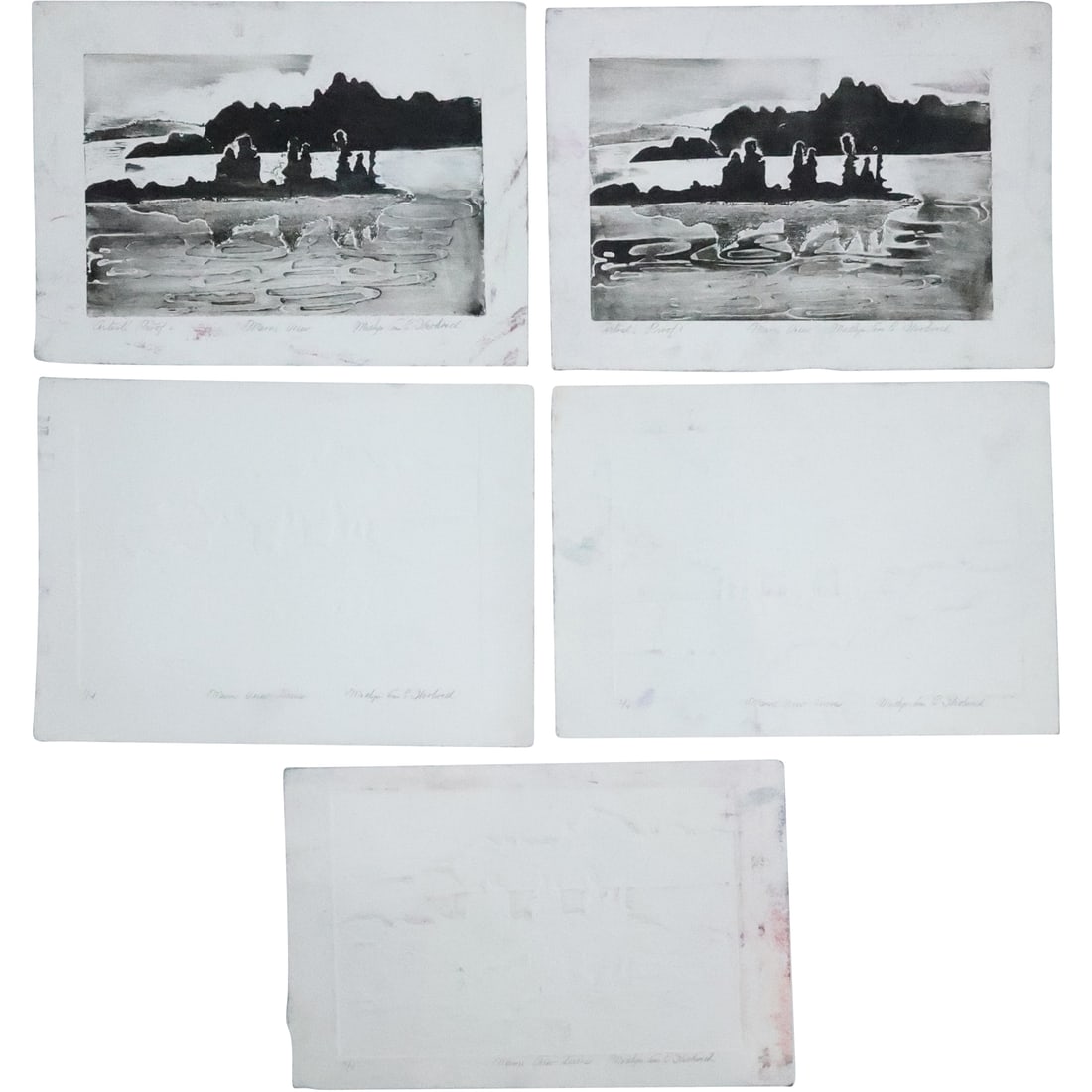 5 Etchings, Artist Proofs, Maine View, Artist Signed Illegible, Numbered (1 of 20)