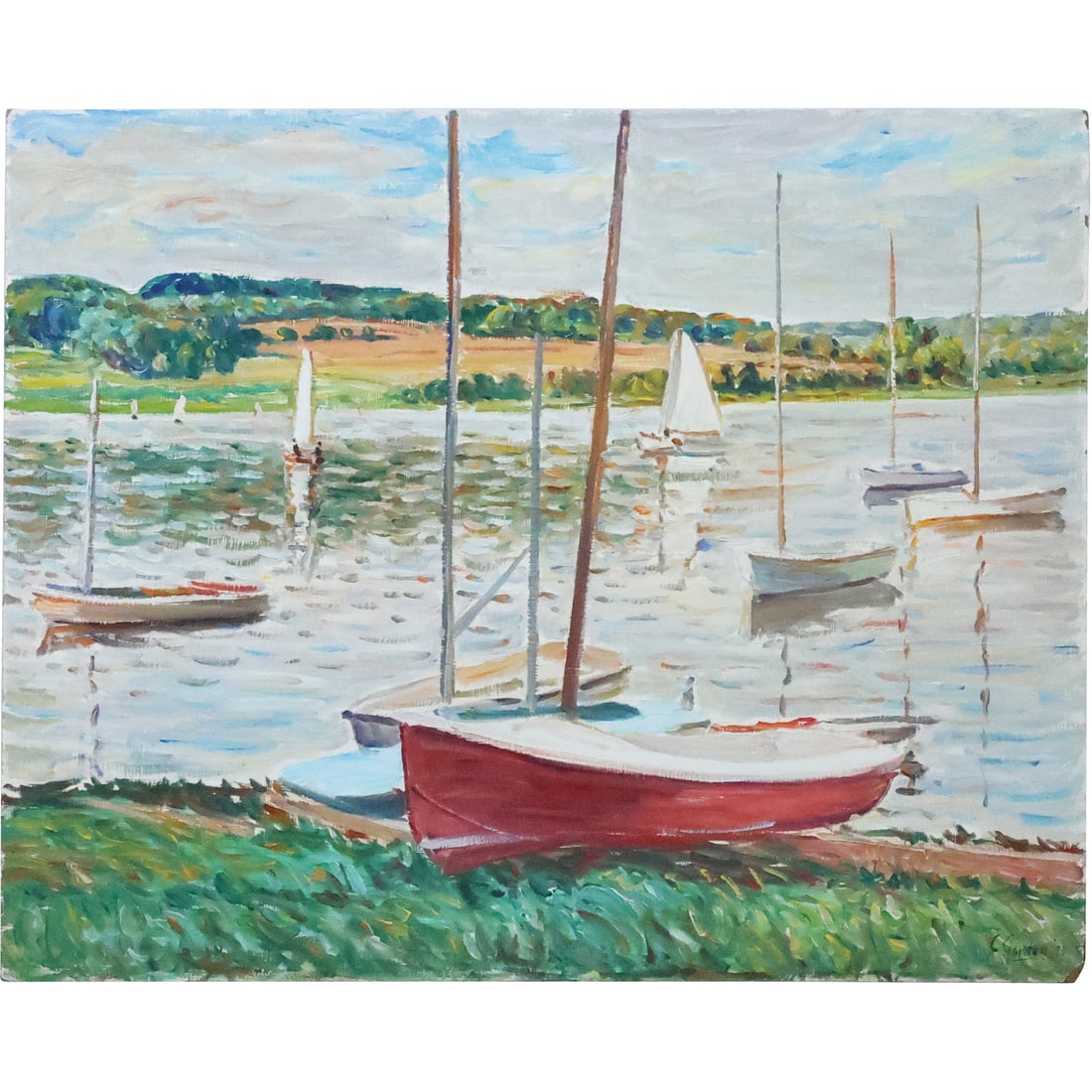 Edmond Jordan, Oil on Board Painting Beached Sailboat, Laice Galeva 1993, Signed E Jordan: Edmond Jordan, Oil on Board Painting Beached Sailboat, Laice Galeva 1993, Signed E Jordan. ARTIST IS EDMOND JORDAN aka Ned Jordan who was known for NJ and Maine Coastal Seascapes. This oil on board pa