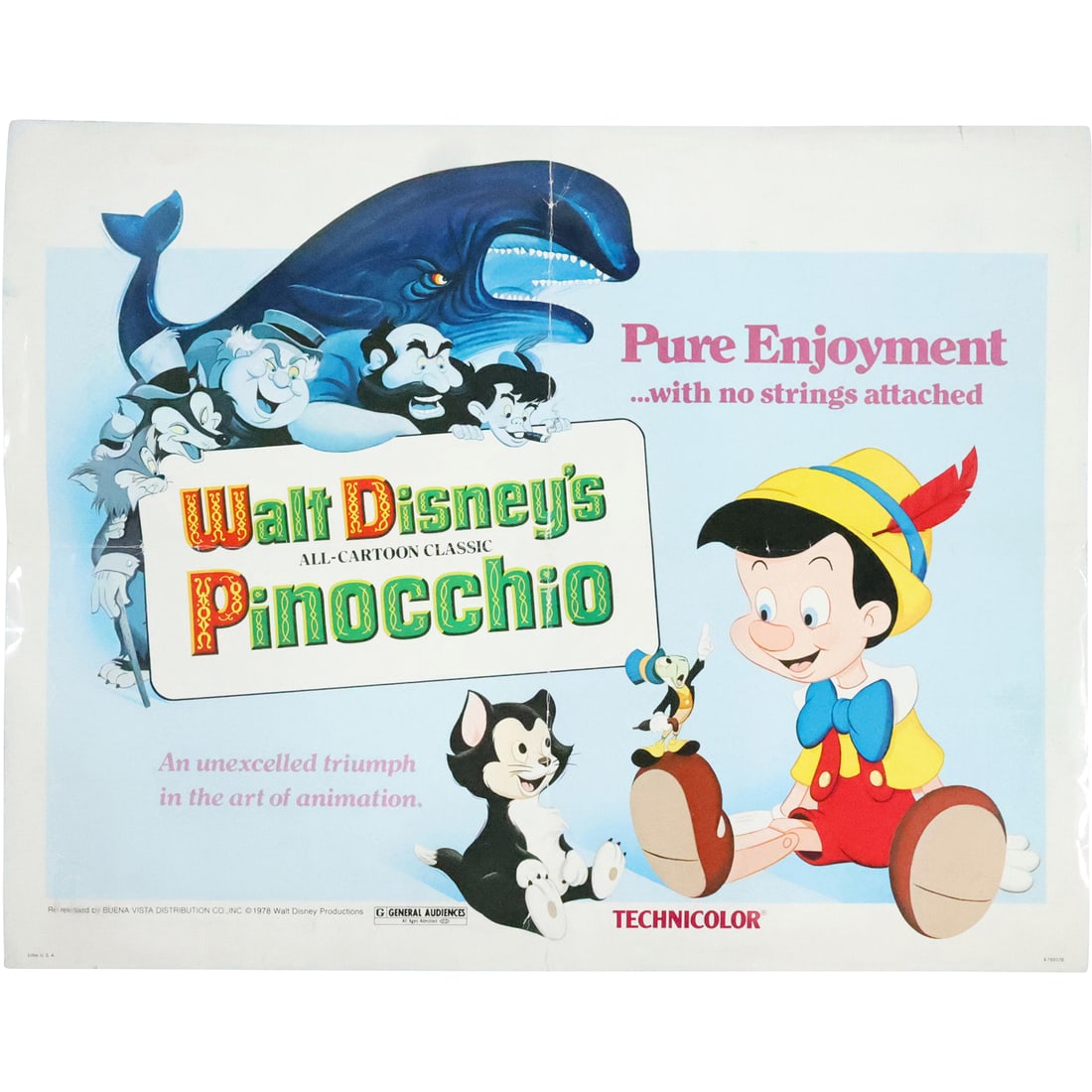 Vintage Walt Disney's Pinocchio Movie Poster 22 in. x 28 in. (1 of 20)