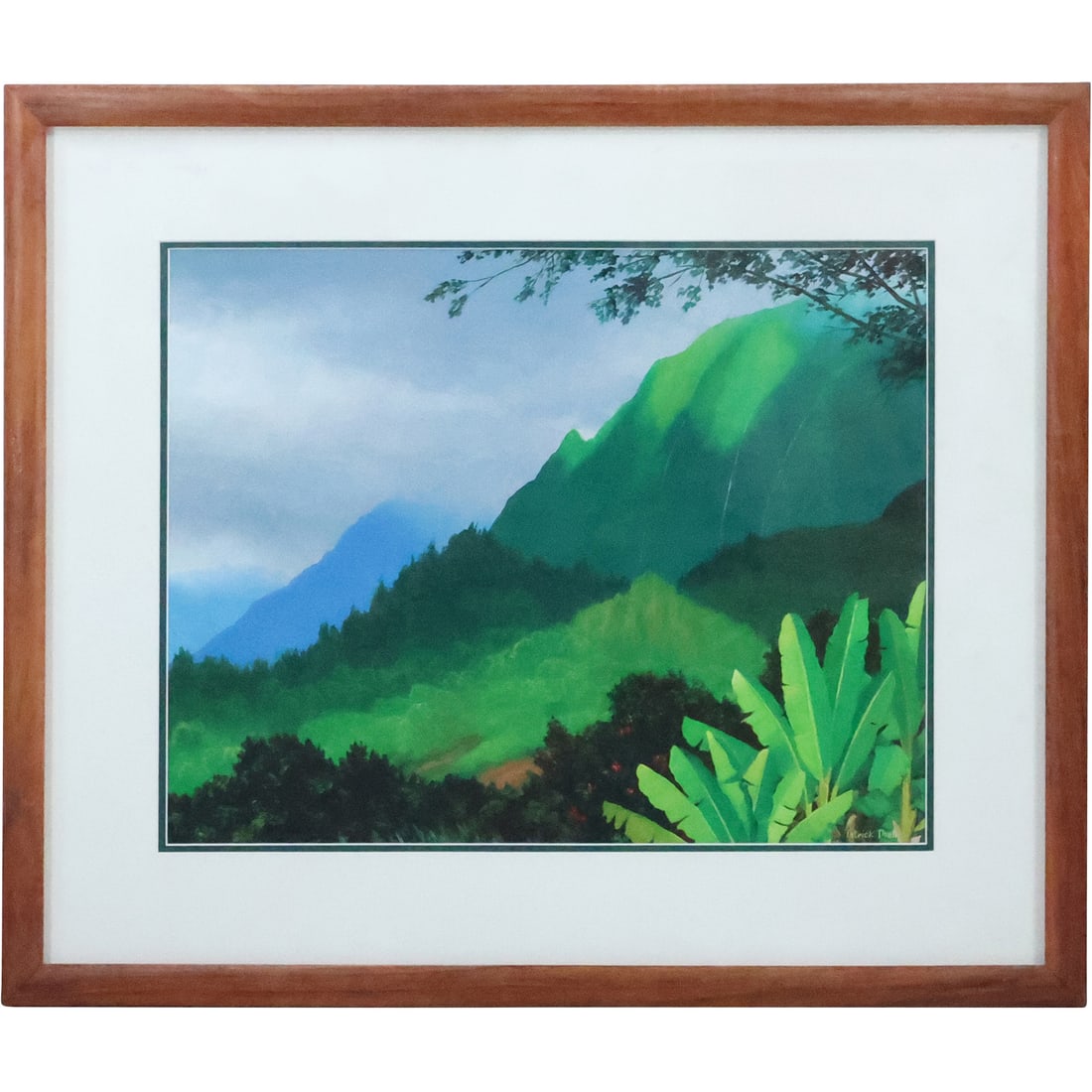 Patrick Doell, Hawaii Artist, Original Acrylic Painting "Kahalu 'u Waterfalls", 1999, Signed (1 of 20)