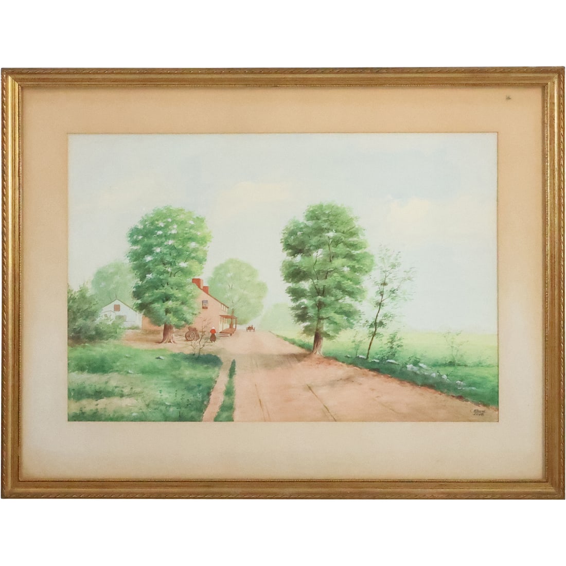 Signed C A Diehl 1948, Watercolor Painting Countryside Road Rural Landscape (1 of 20)
